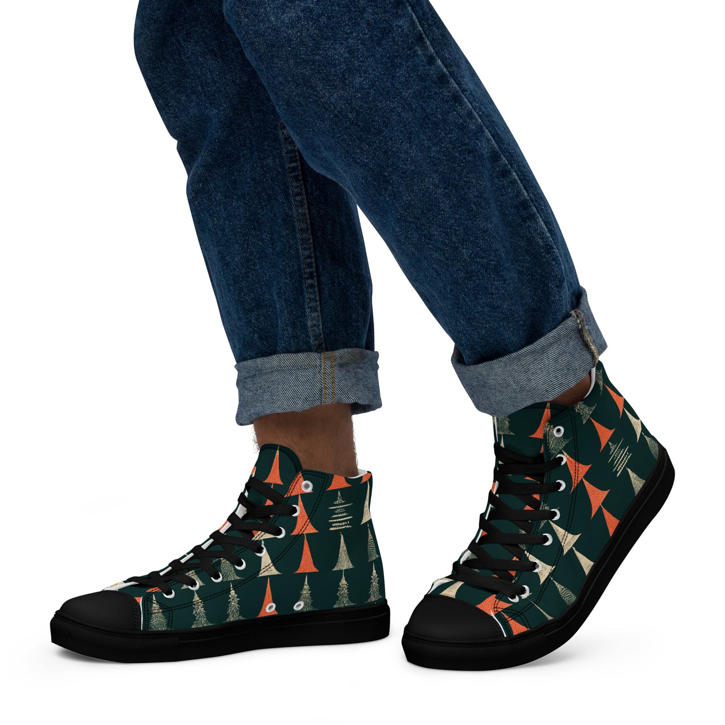 Holiday Tree Symphony Men’s high top canvas shoes