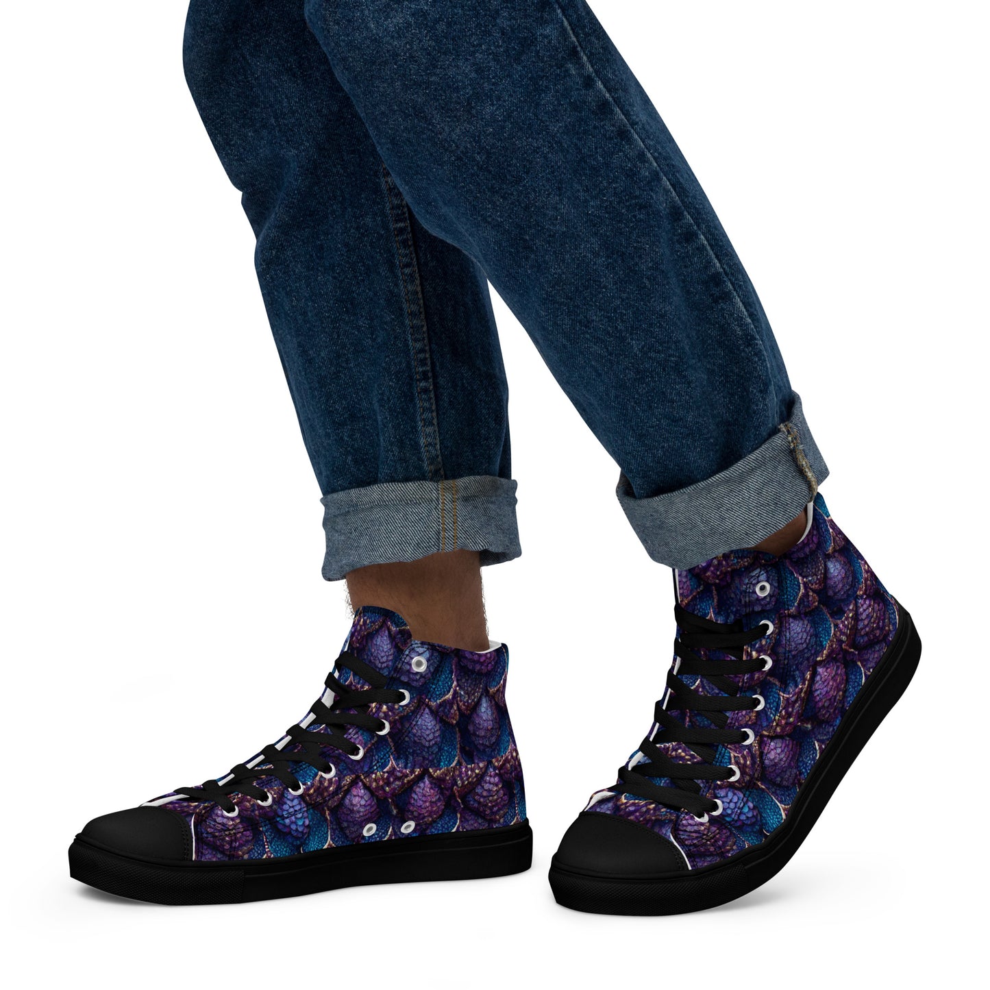 Luminosa, the Radiant Amethyst Drakon Men’s high top canvas shoes