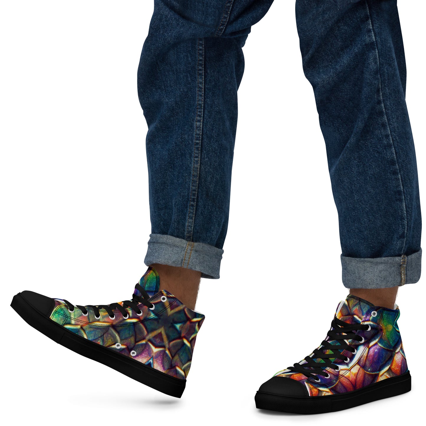 Margonithia, the Glittering Rainbow Sovereign Men’s high top canvas shoes