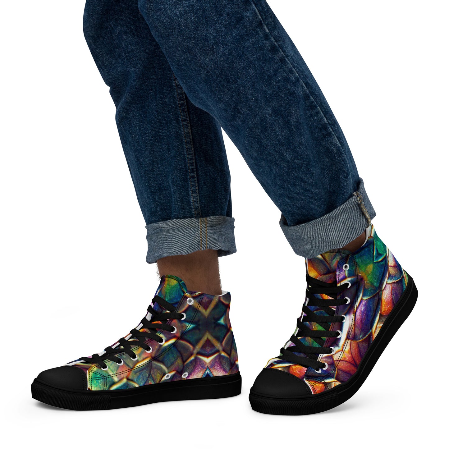 Margonithia, the Glittering Rainbow Sovereign Men’s high top canvas shoes