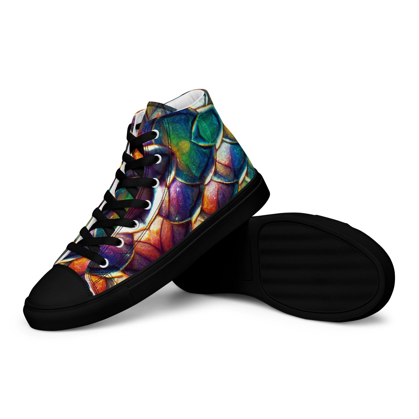 Margonithia, the Glittering Rainbow Sovereign Men’s high top canvas shoes