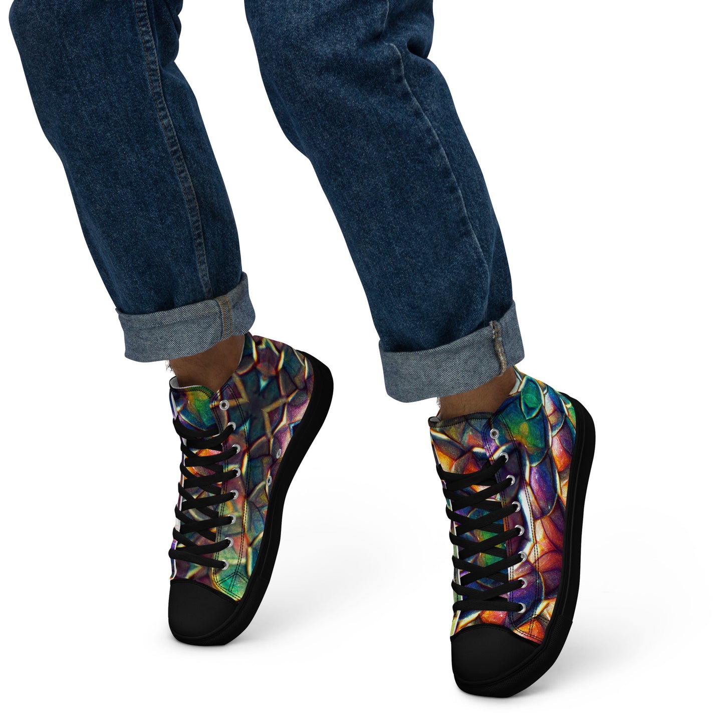 Margonithia, the Glittering Rainbow Sovereign Men’s high top canvas shoes