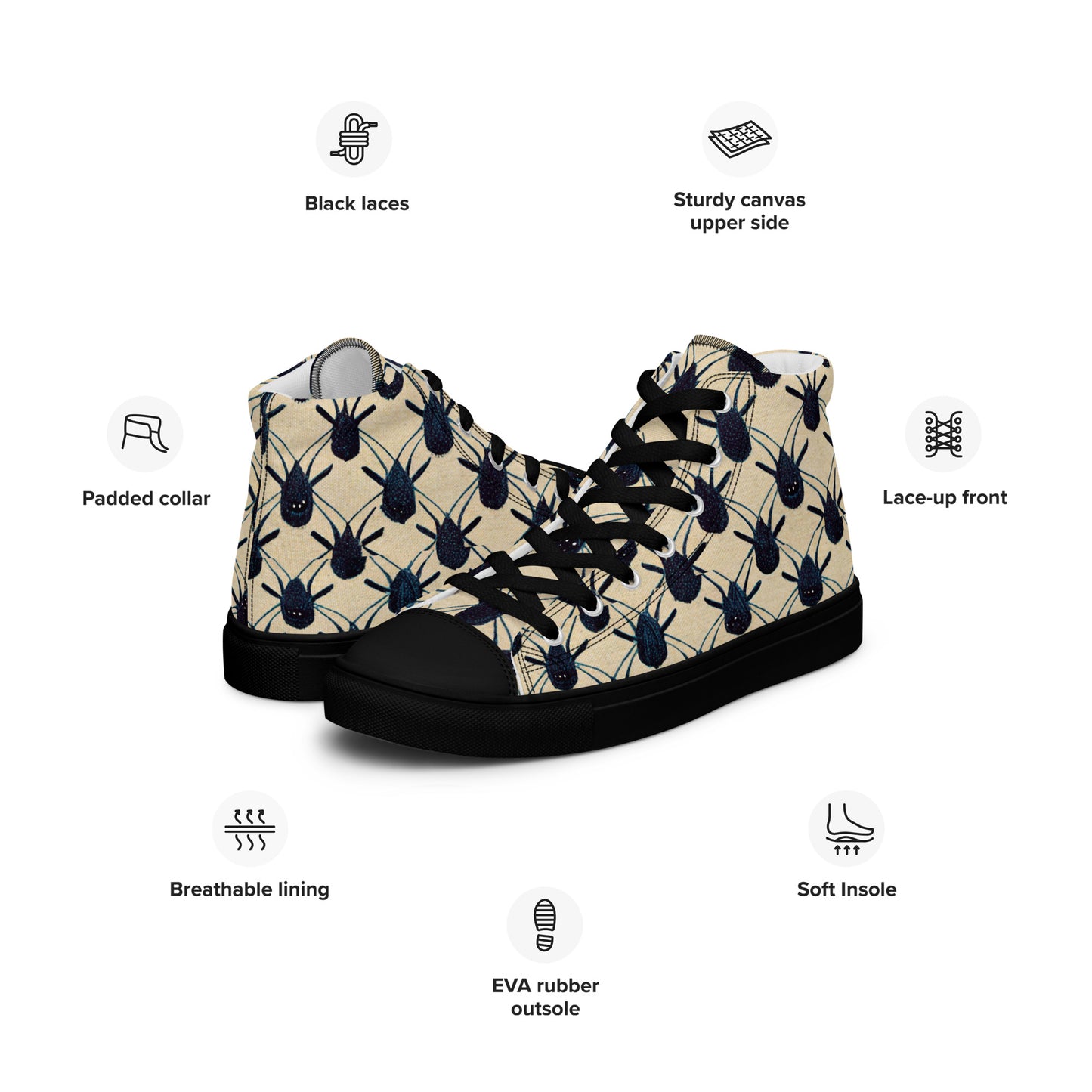 Spider Weave Men’s high top canvas shoes