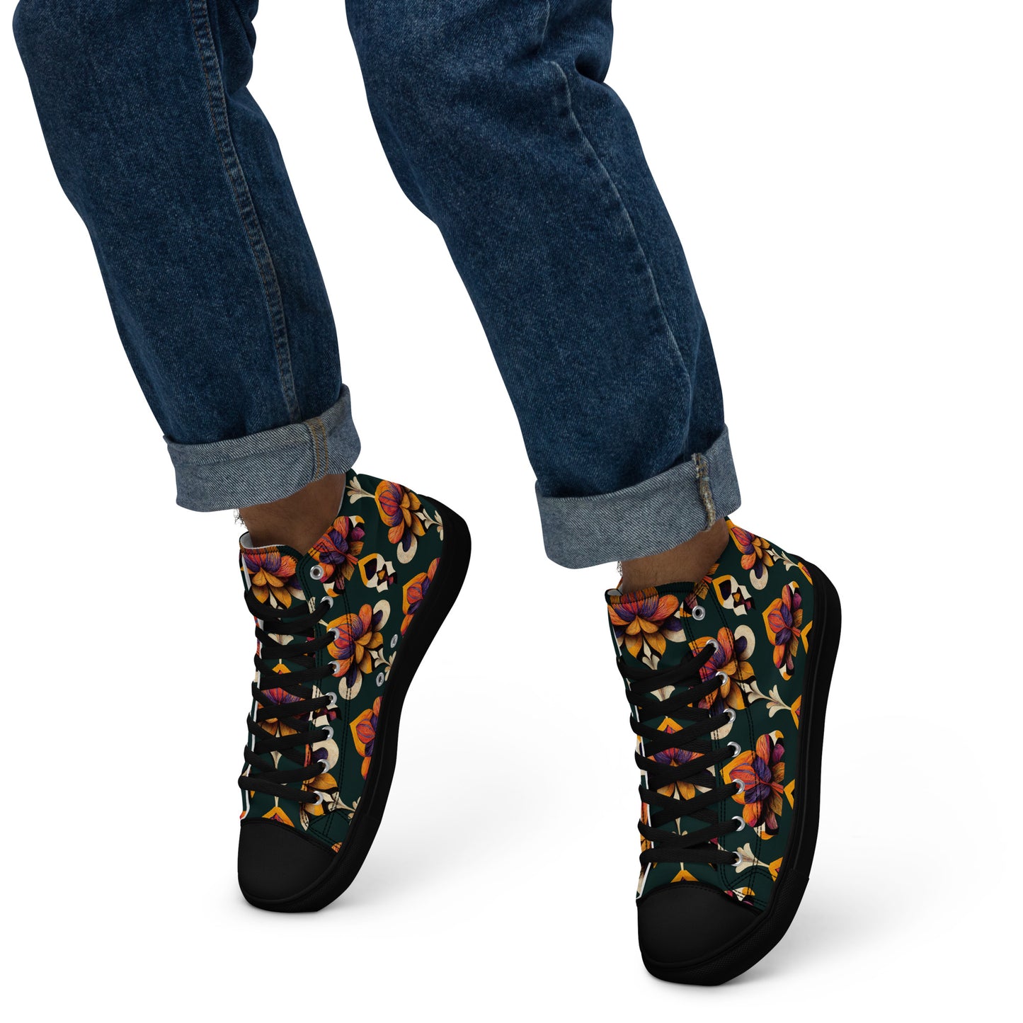 Taza’s Radiant Petals Men’s high top canvas shoes