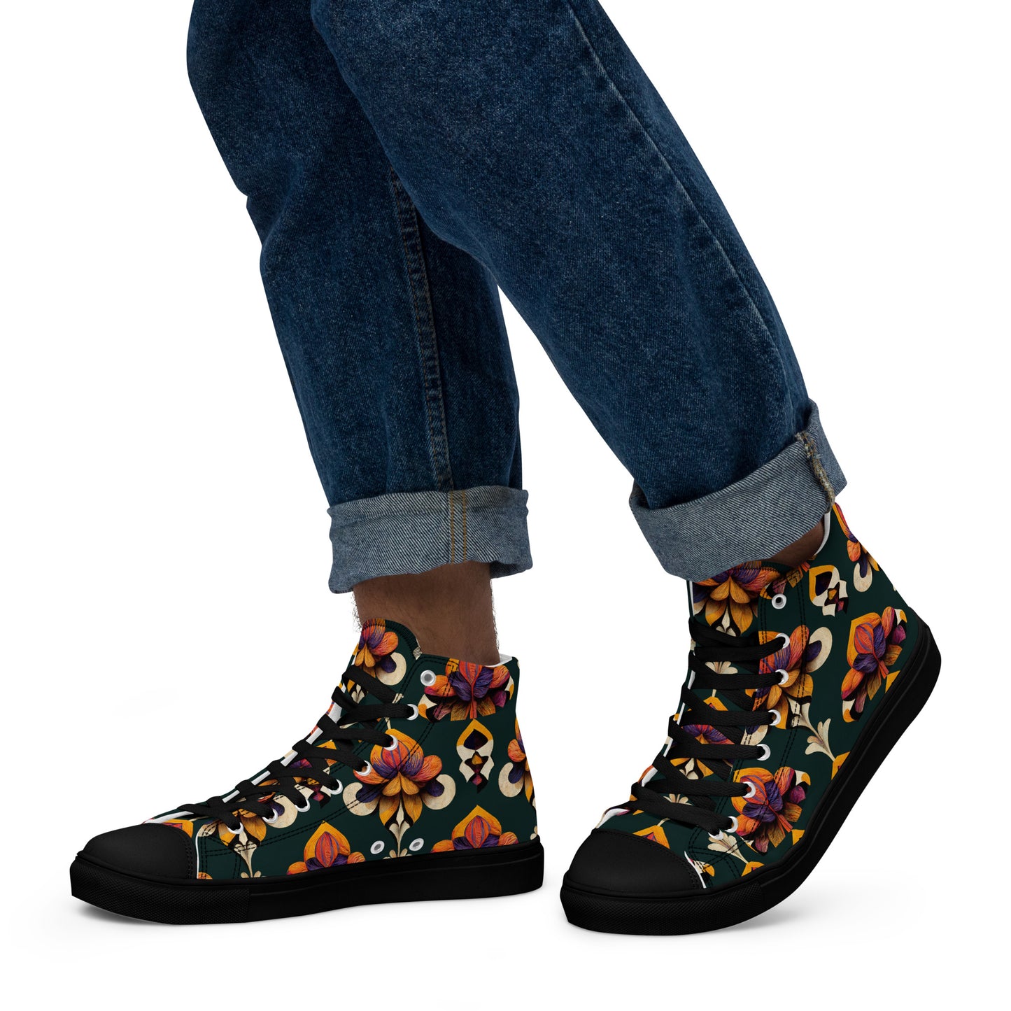 Taza’s Radiant Petals Men’s high top canvas shoes