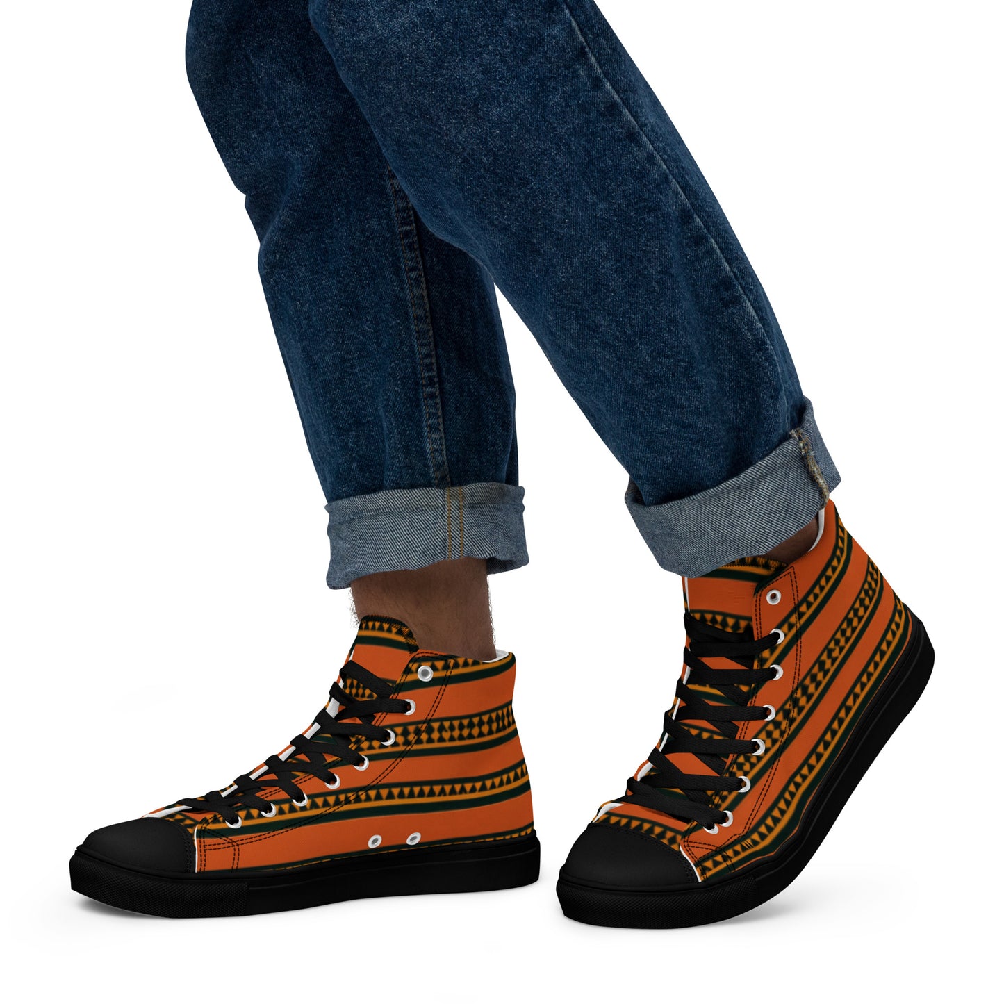 Timbuktu Tangerine Tapestry Men’s high top canvas shoes