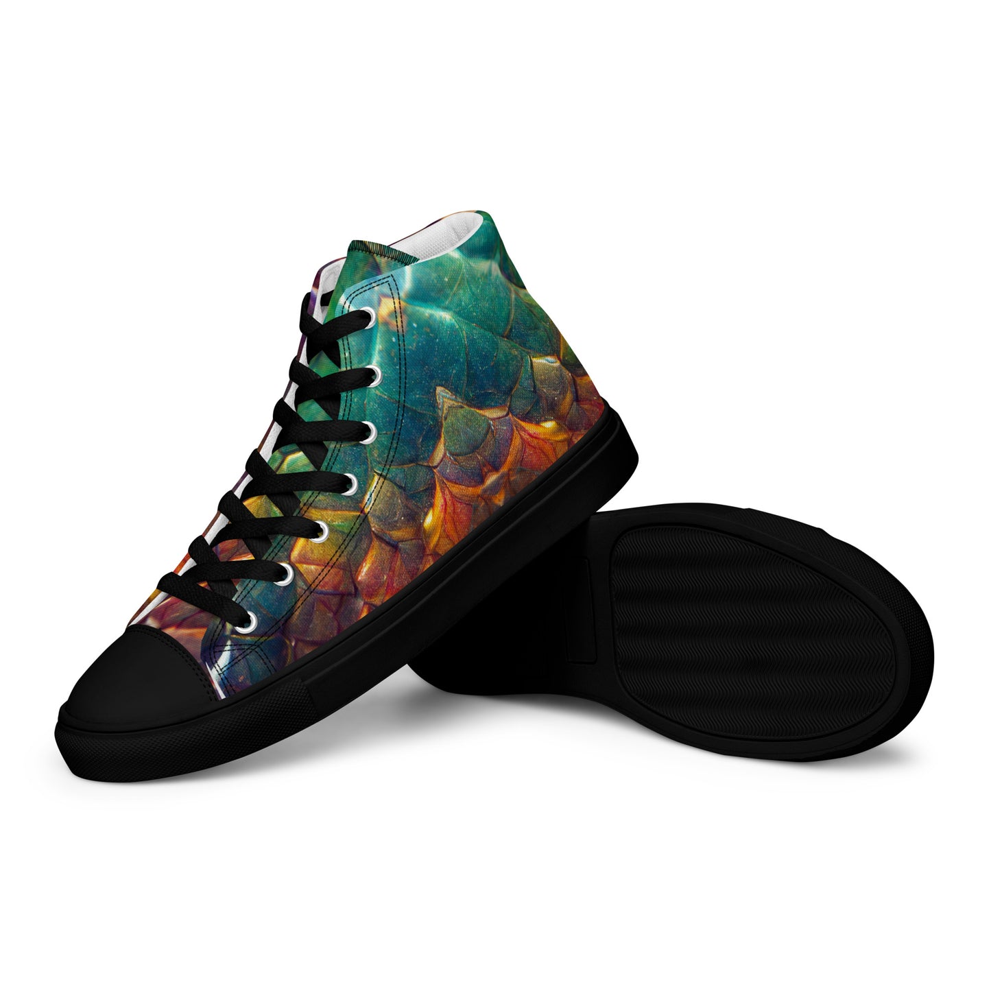 Prismijimmy, the Rainbow Guardian Dragon Men’s high top canvas shoes