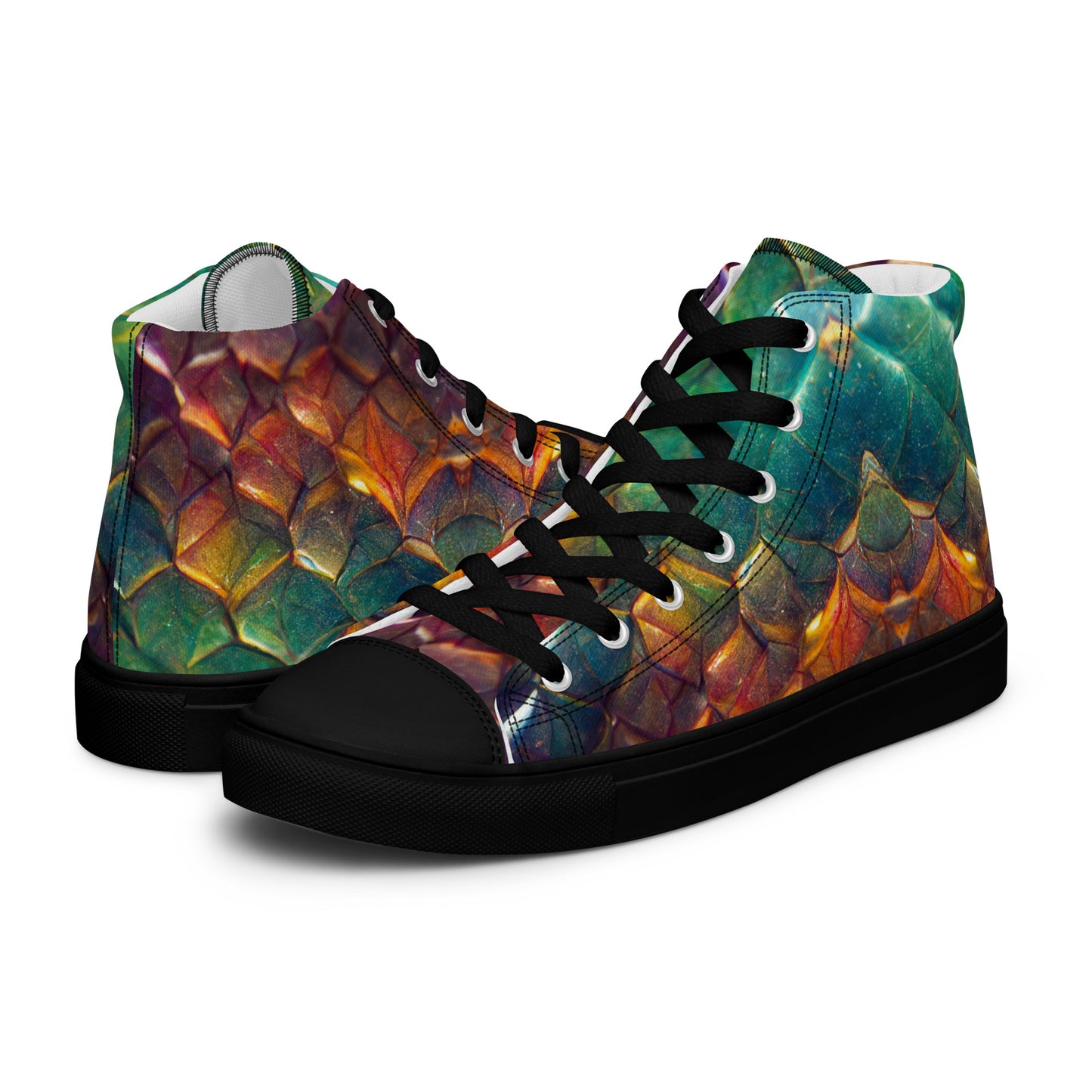 Prismijimmy, the Rainbow Guardian Dragon Men’s high top canvas shoes