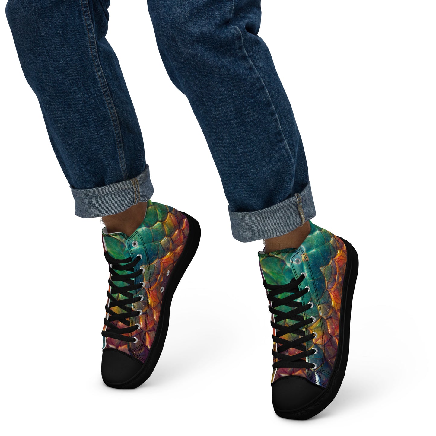 Prismijimmy, the Rainbow Guardian Dragon Men’s high top canvas shoes