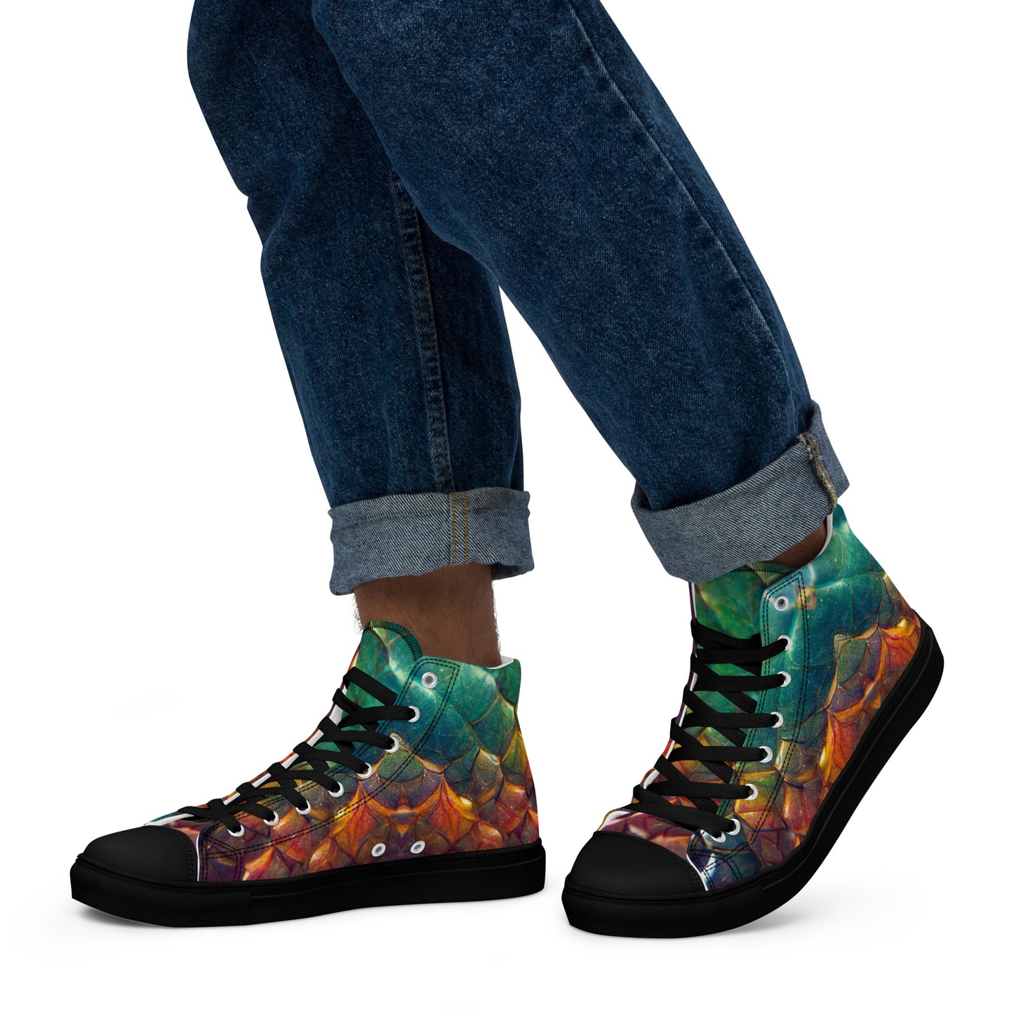 Prismijimmy, the Rainbow Guardian Dragon Men’s high top canvas shoes