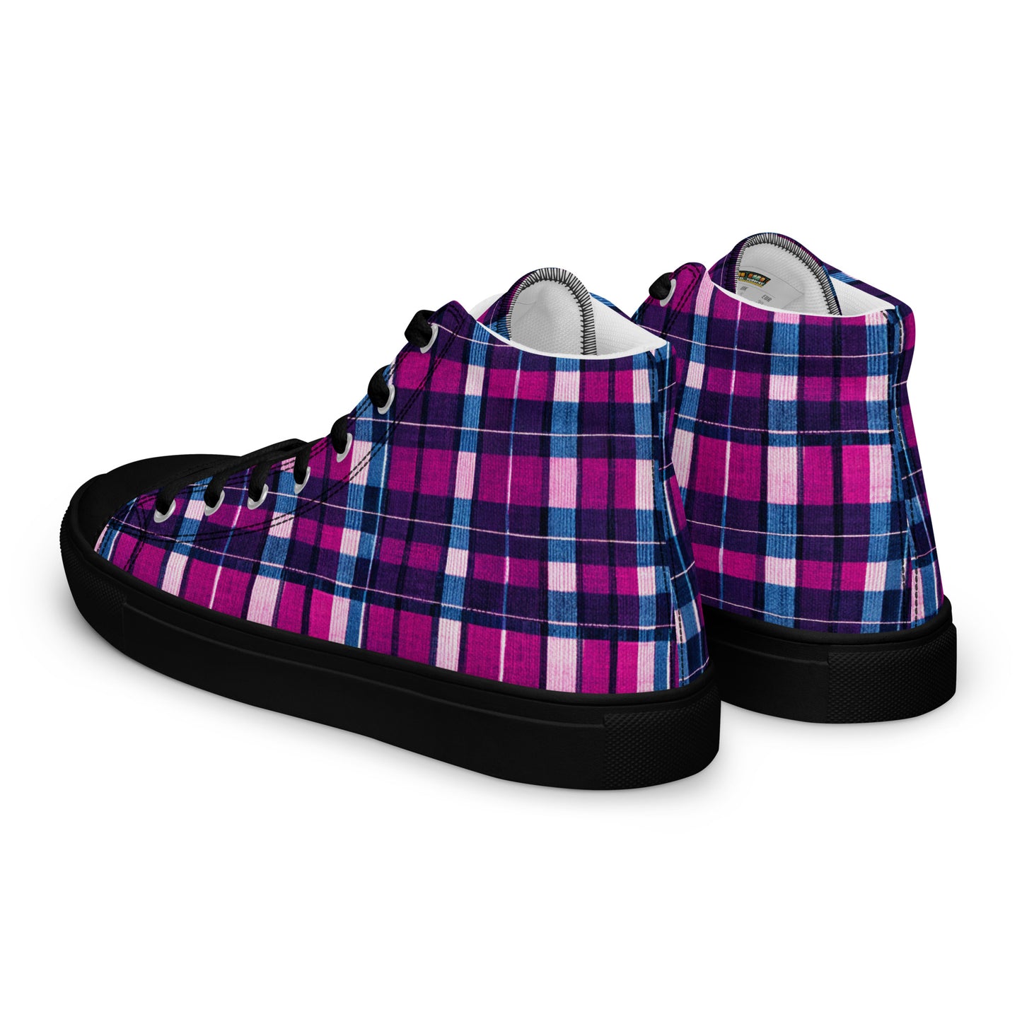 Fuchsia Fusion Check Men’s high top canvas shoes