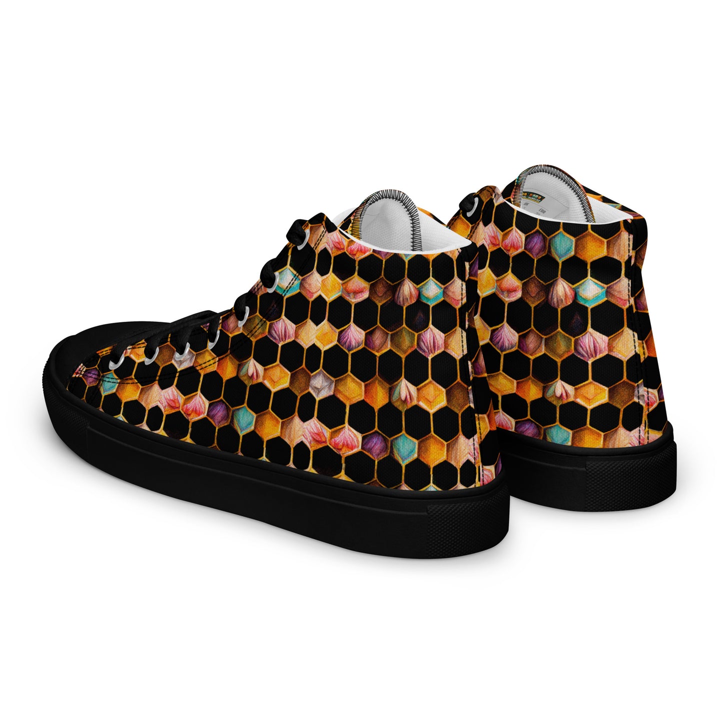 Beehive Lattice Love Men’s high top canvas shoes