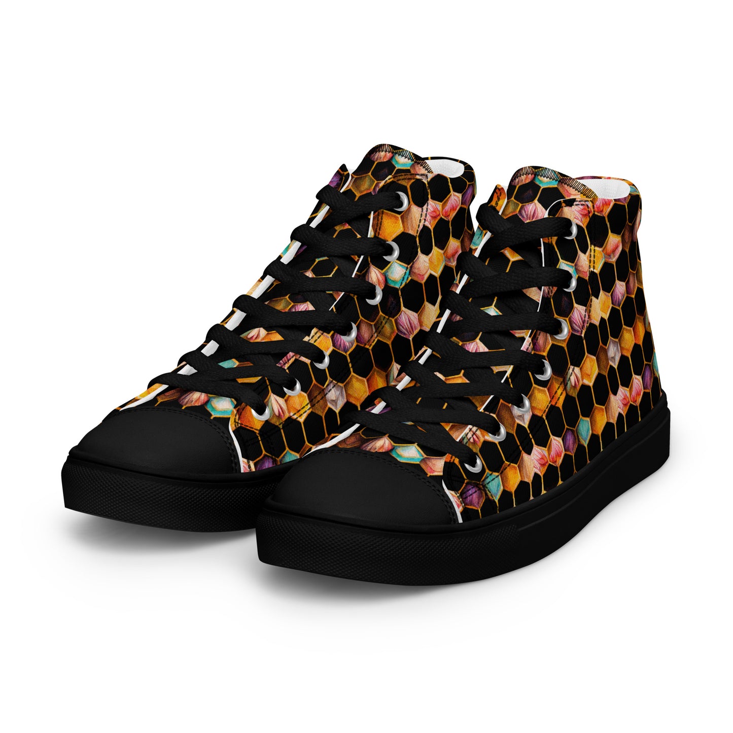 Beehive Lattice Love Men’s high top canvas shoes