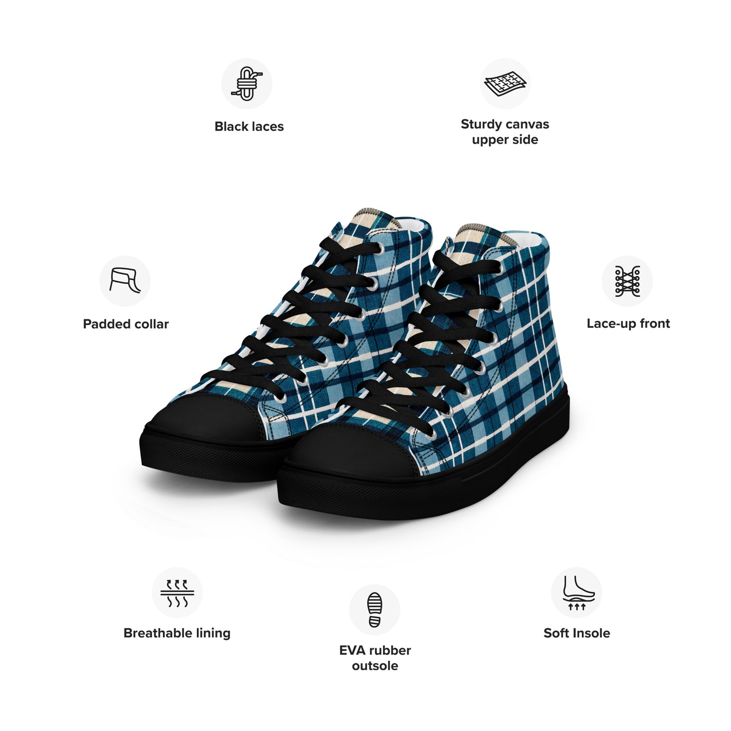 Scotsman’s Skyward Plaid Men’s high top canvas shoes