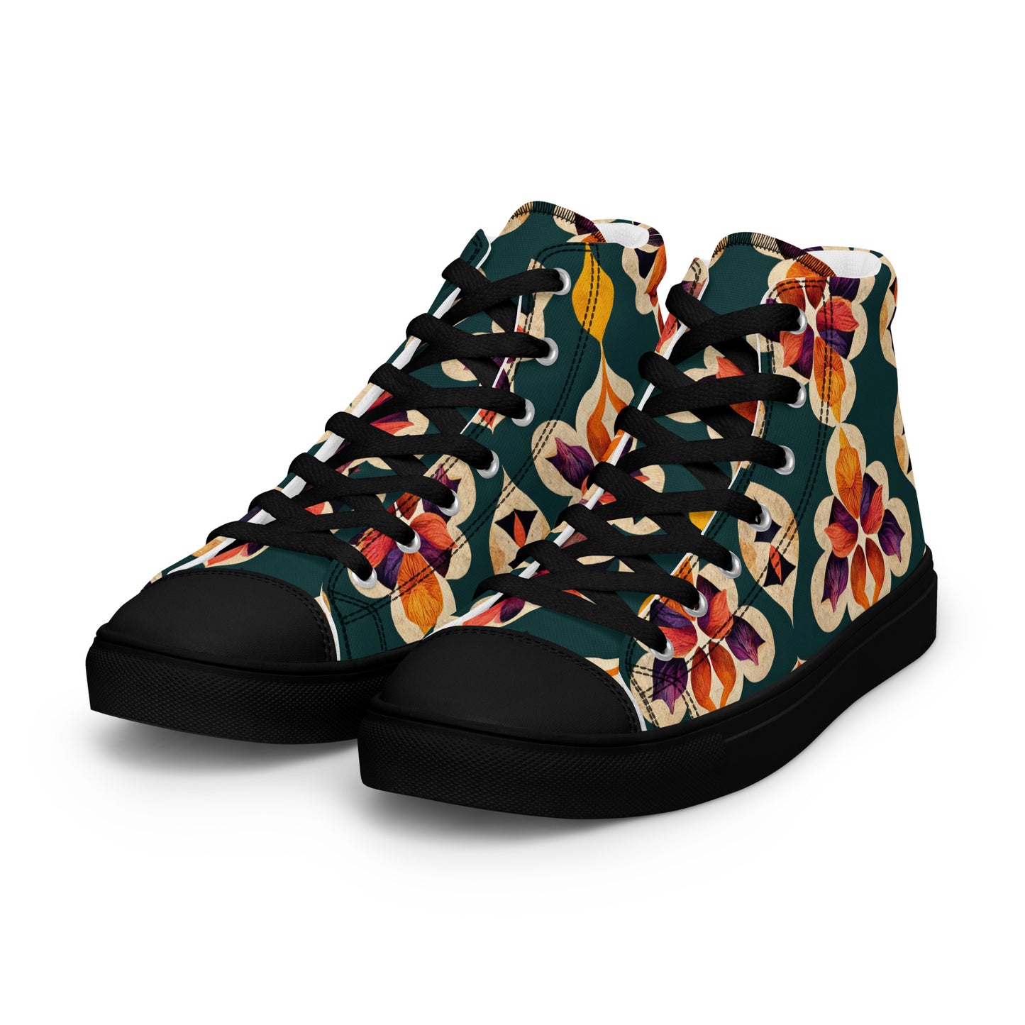 Ifrane’s Rainbow Blossoms Men’s high top canvas shoes