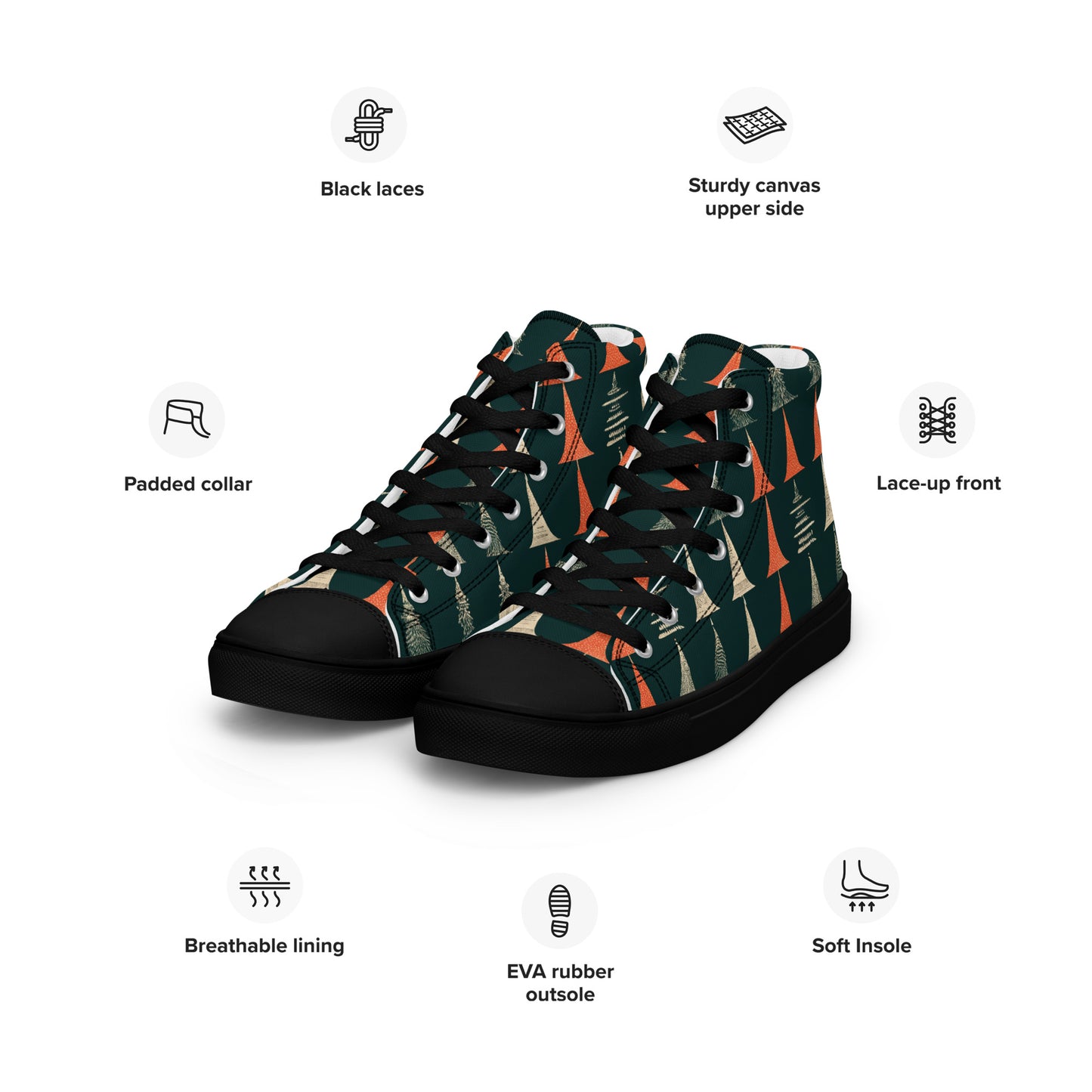 Holiday Tree Symphony Men’s high top canvas shoes