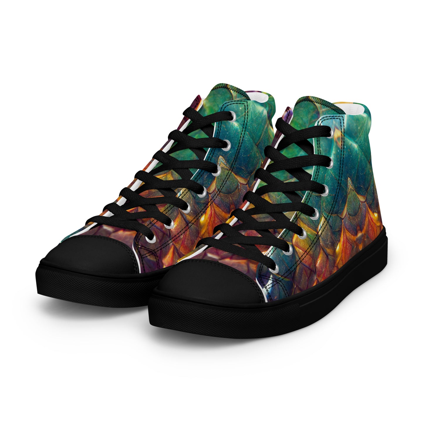 Prismijimmy, the Rainbow Guardian Dragon Men’s high top canvas shoes