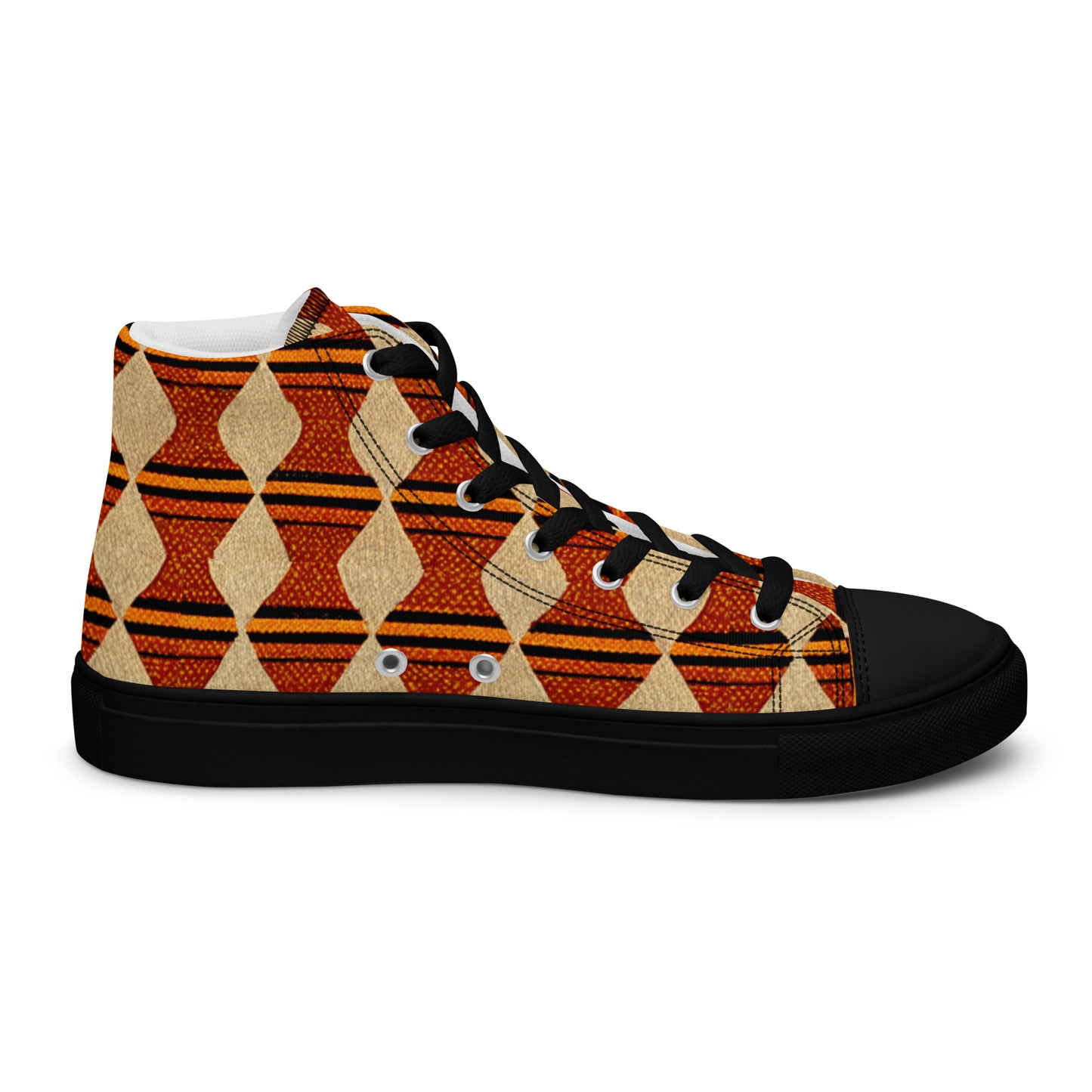 Tribal Tranquility in Neutrals Men’s high top canvas shoes