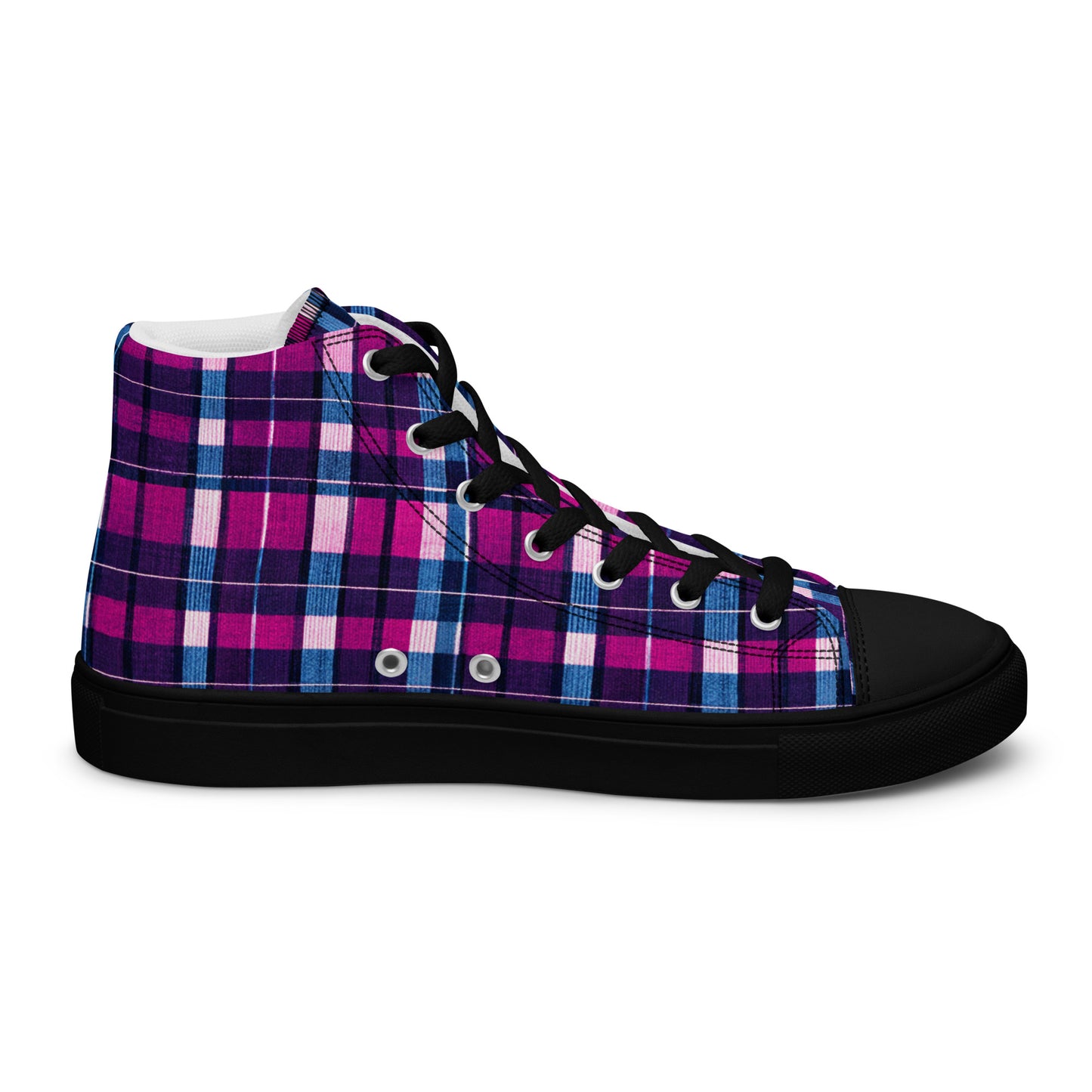 Fuchsia Fusion Check Men’s high top canvas shoes