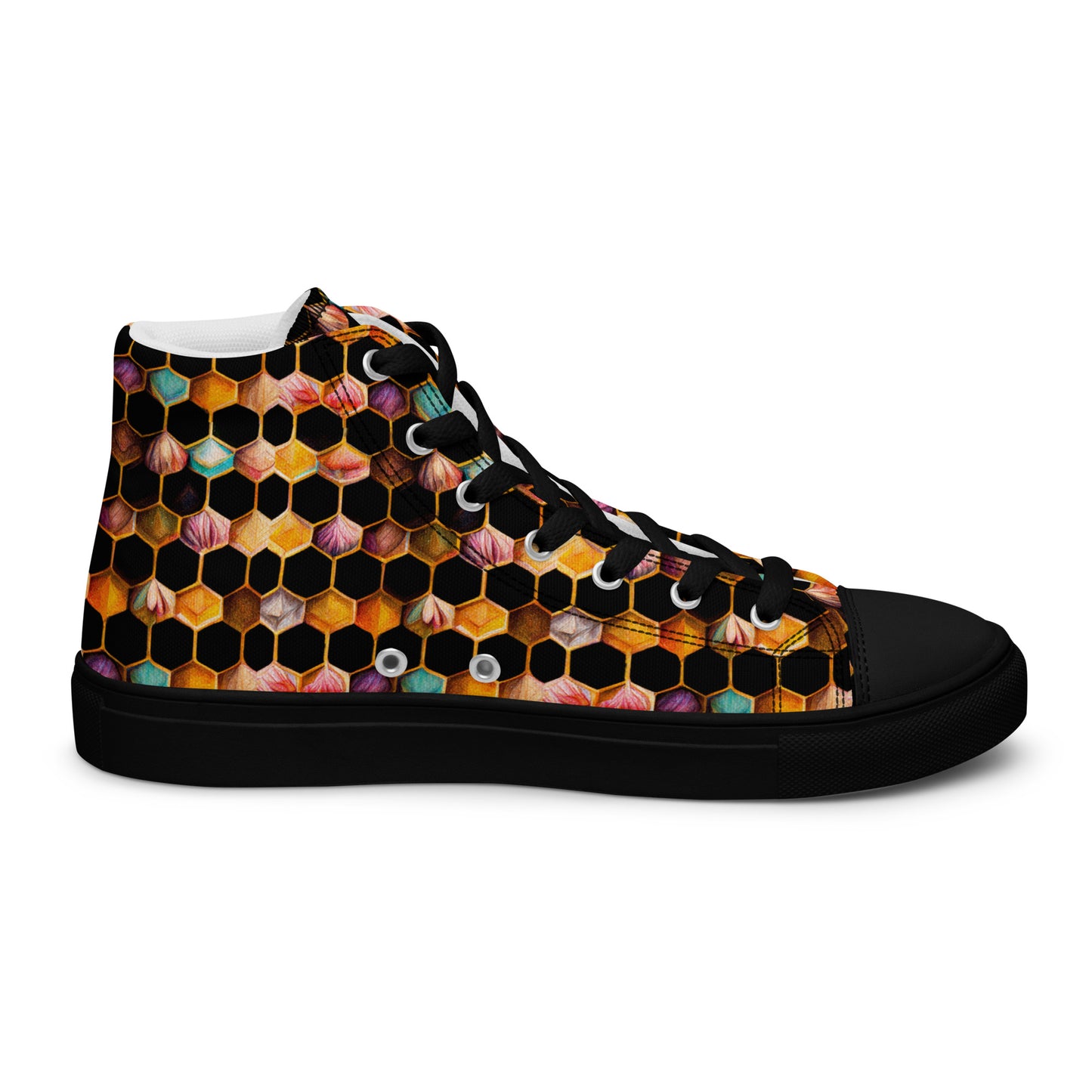 Beehive Lattice Love Men’s high top canvas shoes