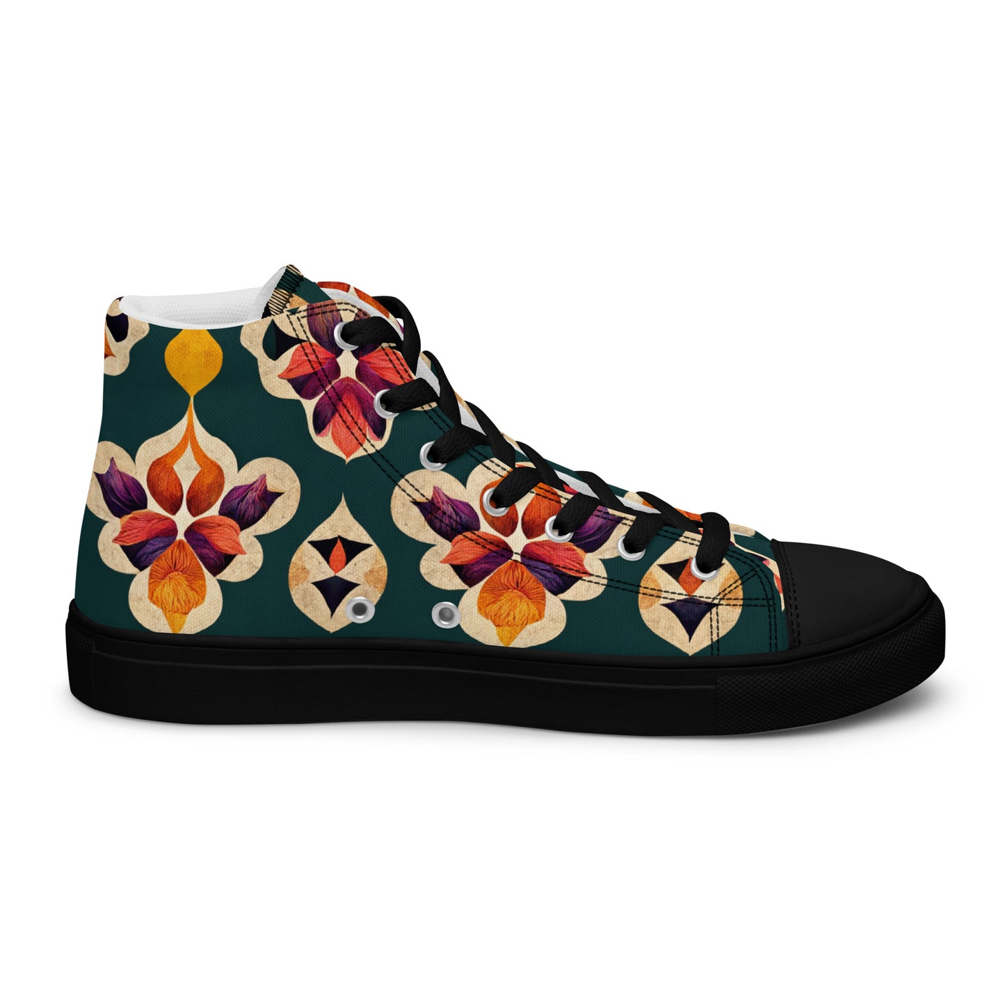 Ifrane’s Rainbow Blossoms Men’s high top canvas shoes