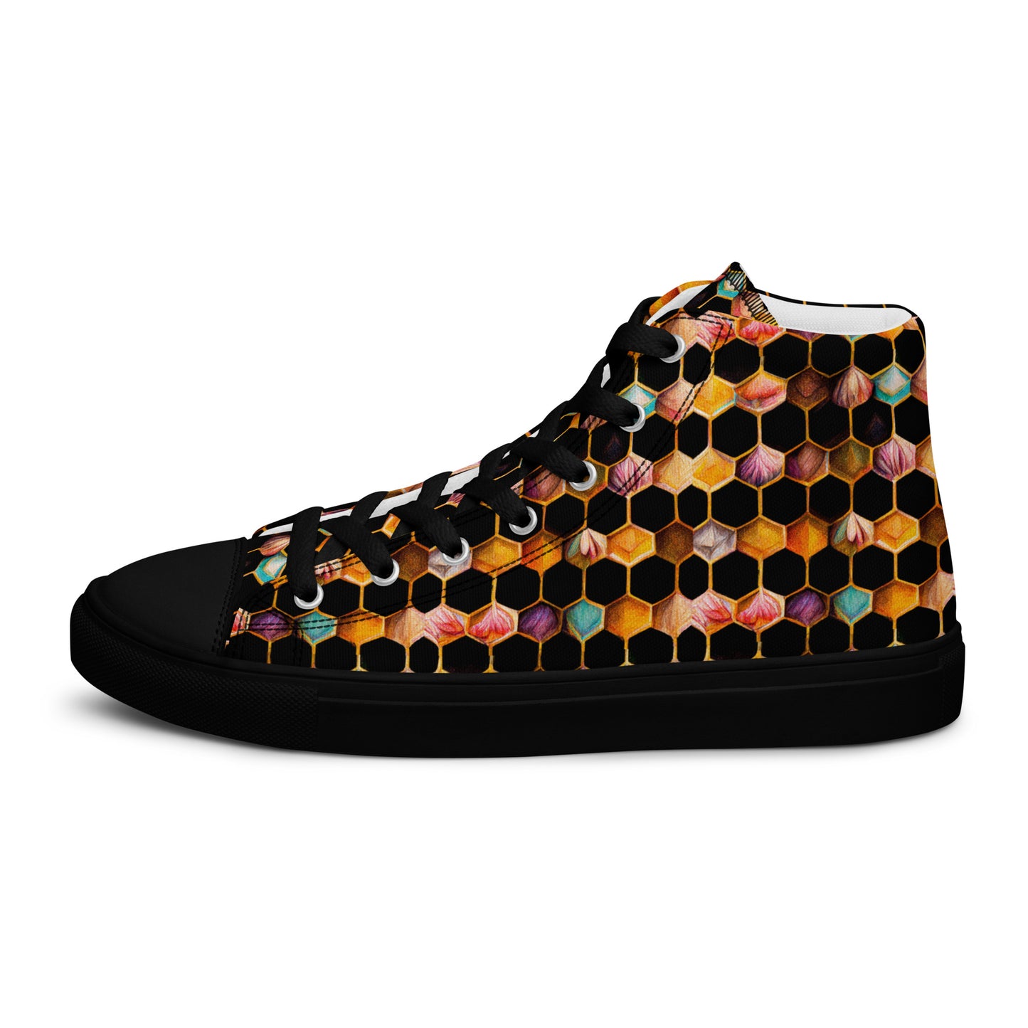 Beehive Lattice Love Men’s high top canvas shoes