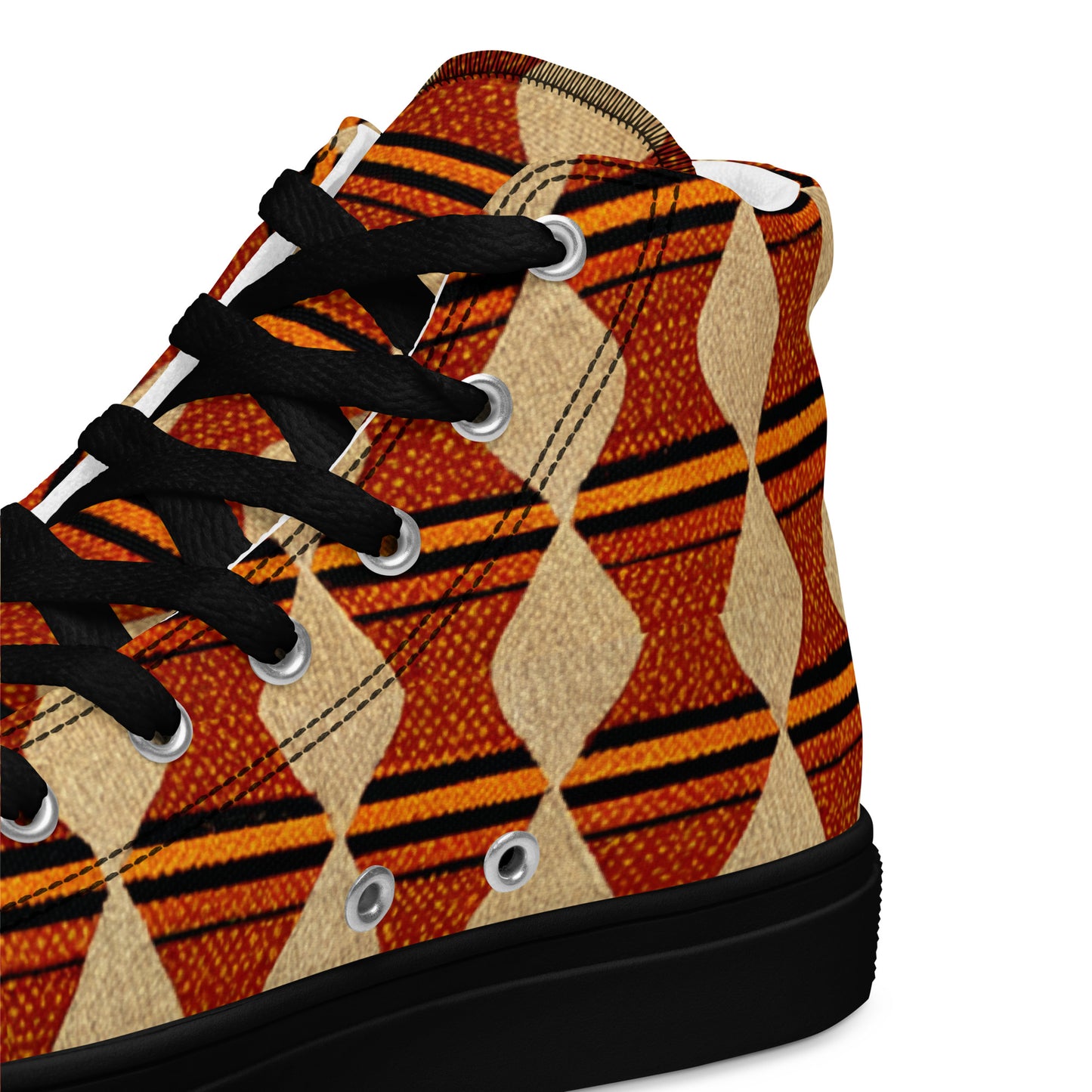 Tribal Tranquility in Neutrals Men’s high top canvas shoes