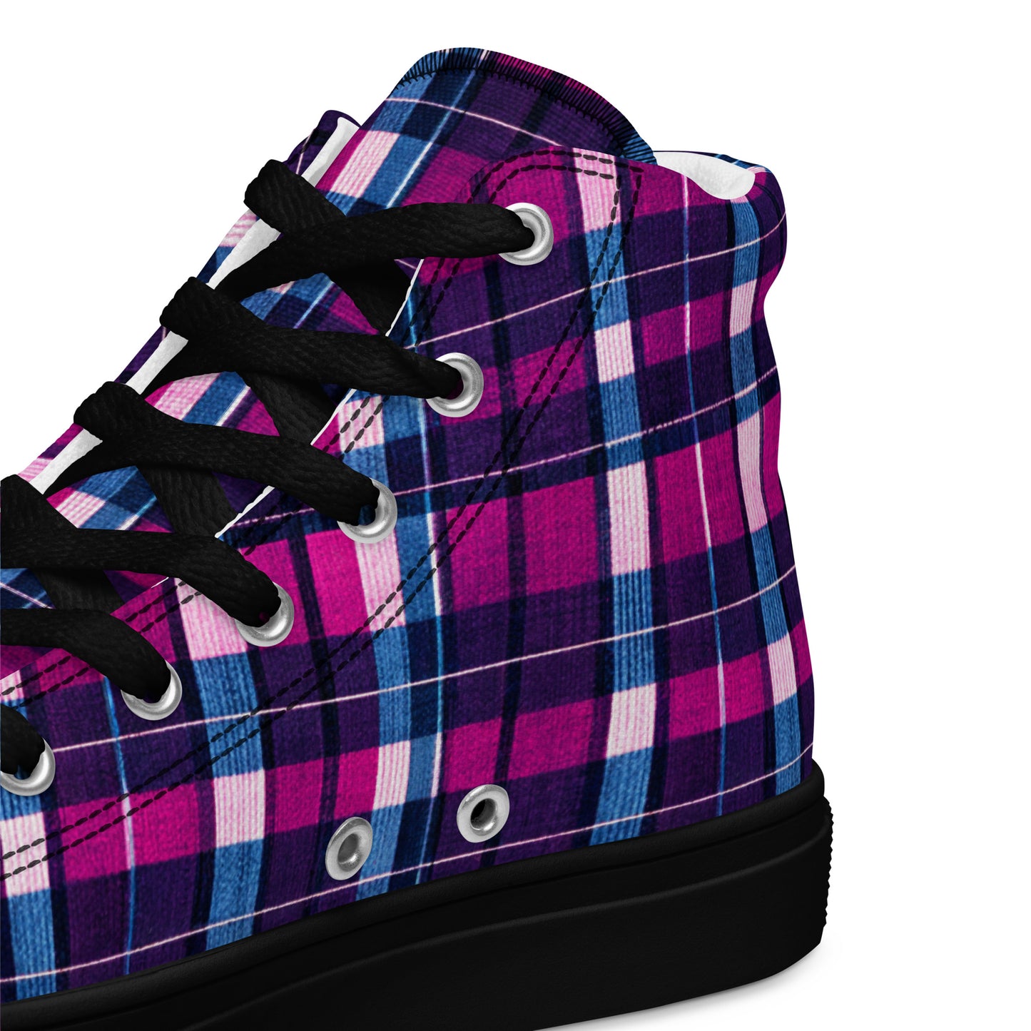 Fuchsia Fusion Check Men’s high top canvas shoes