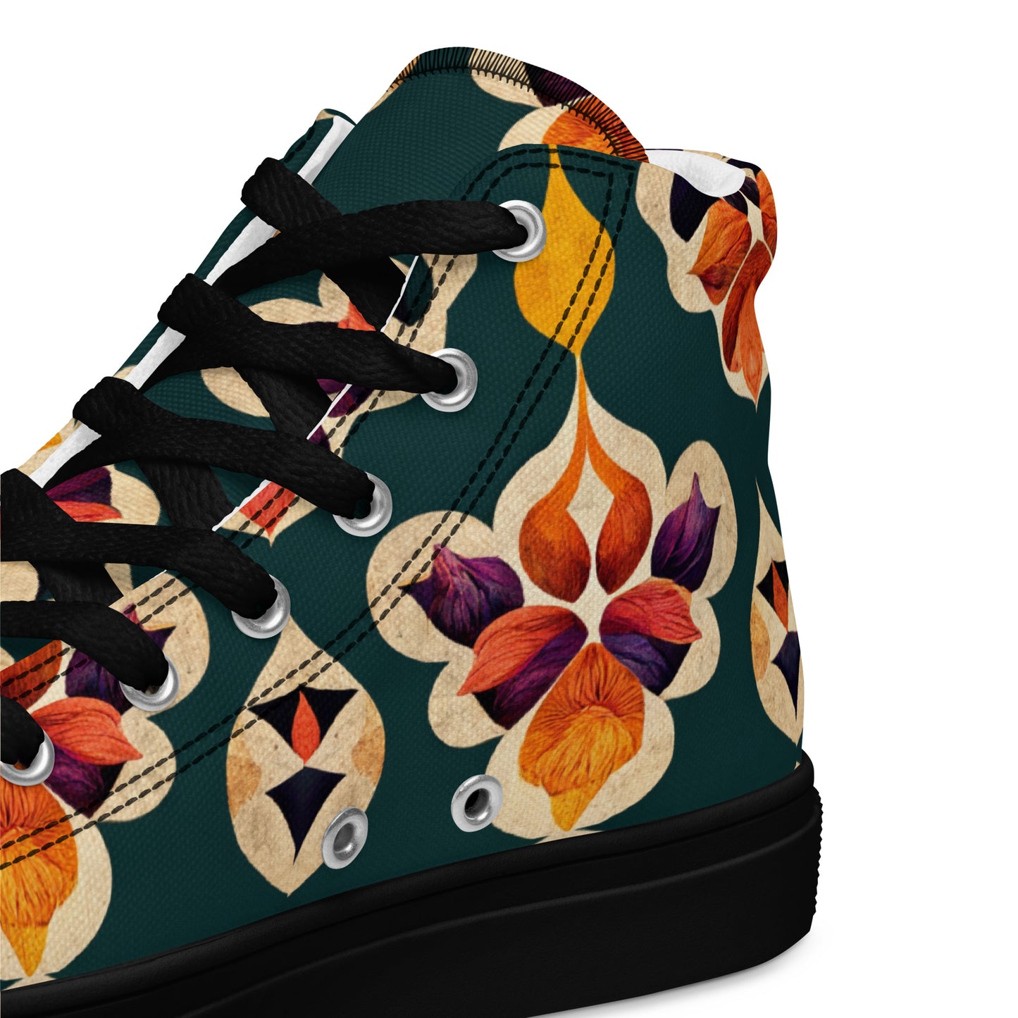 Ifrane’s Rainbow Blossoms Men’s high top canvas shoes