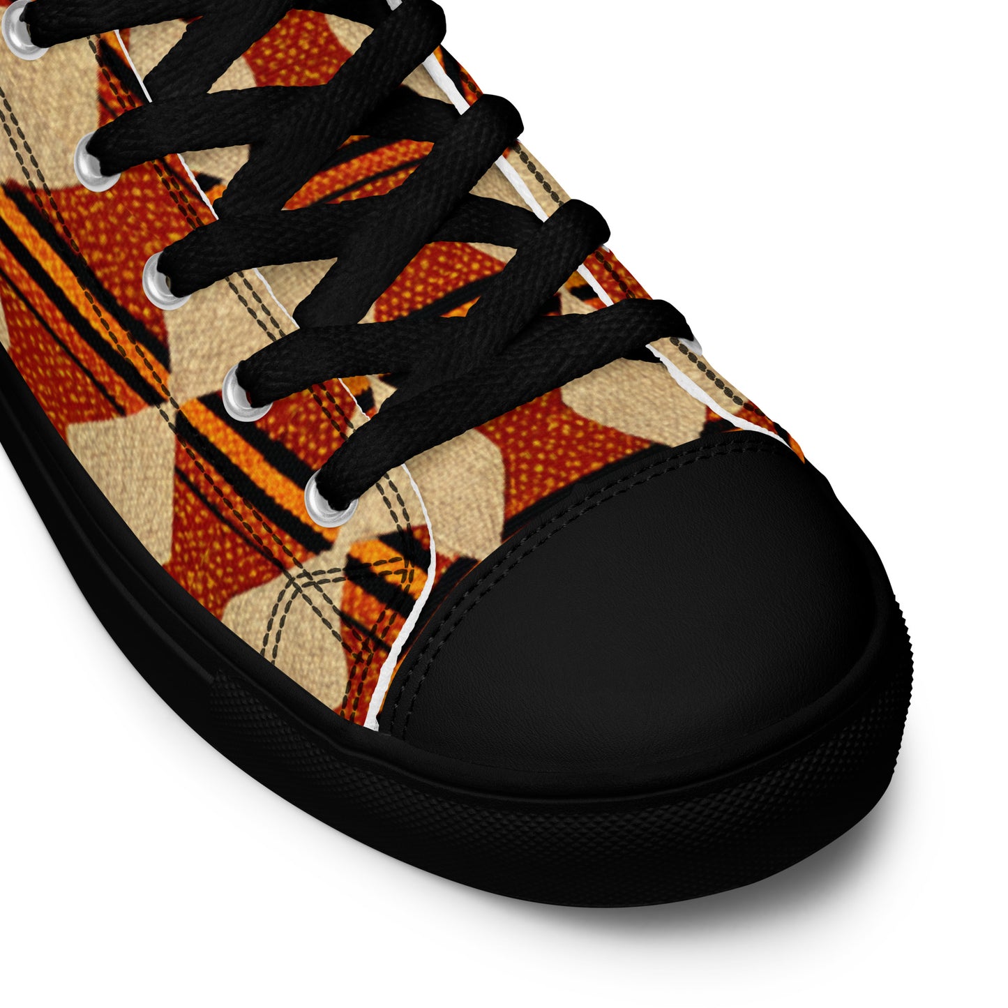 Tribal Tranquility in Neutrals Men’s high top canvas shoes