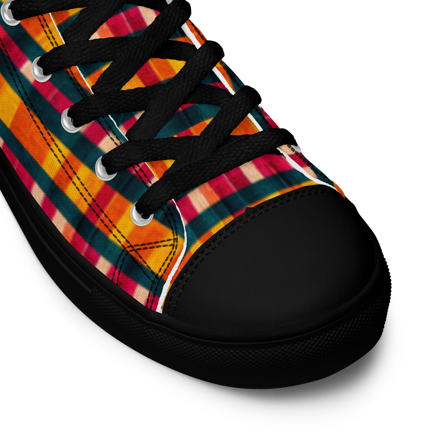 Tropical Fiesta Plaid Men’s high top canvas shoes