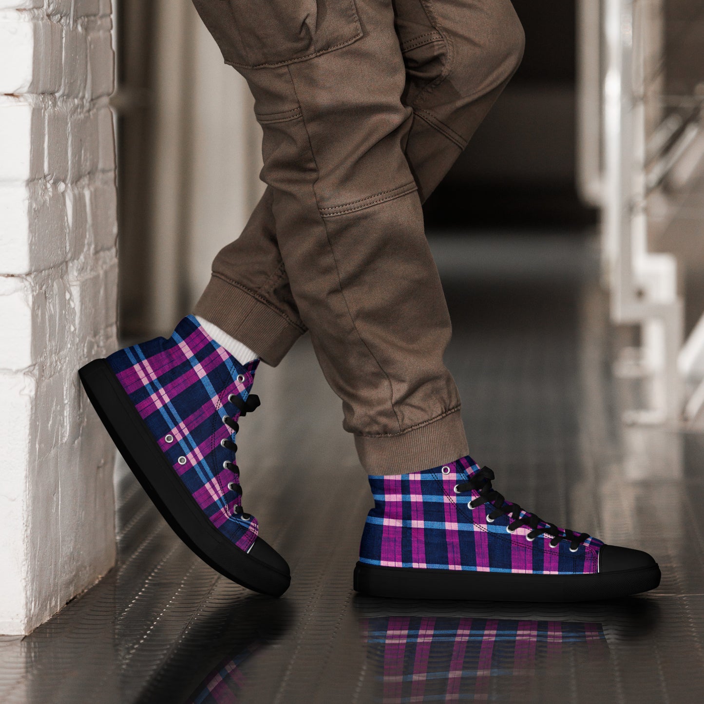 Royal Highlander Plaid Men’s high top canvas shoes