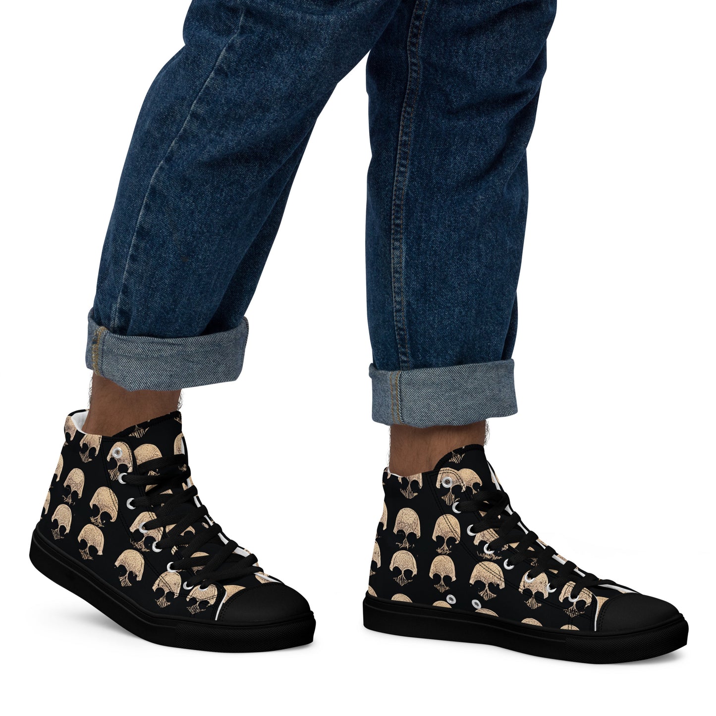 Skulls Grid Men’s high top canvas shoes