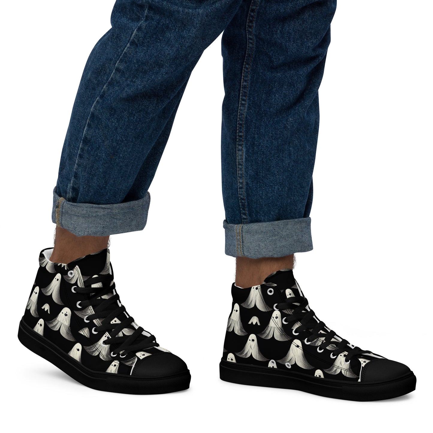 Ghostly Illusions Men’s high top canvas shoes