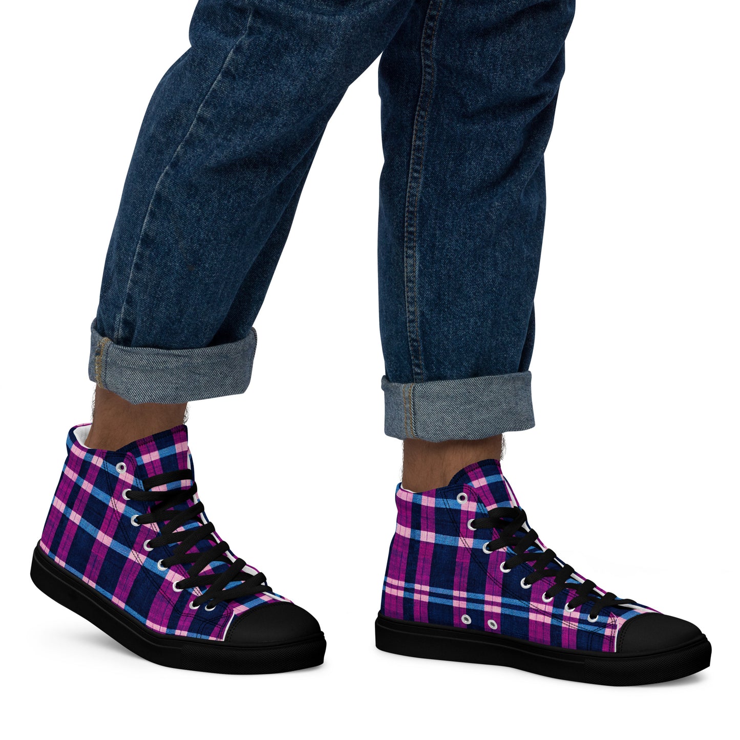 Royal Highlander Plaid Men’s high top canvas shoes