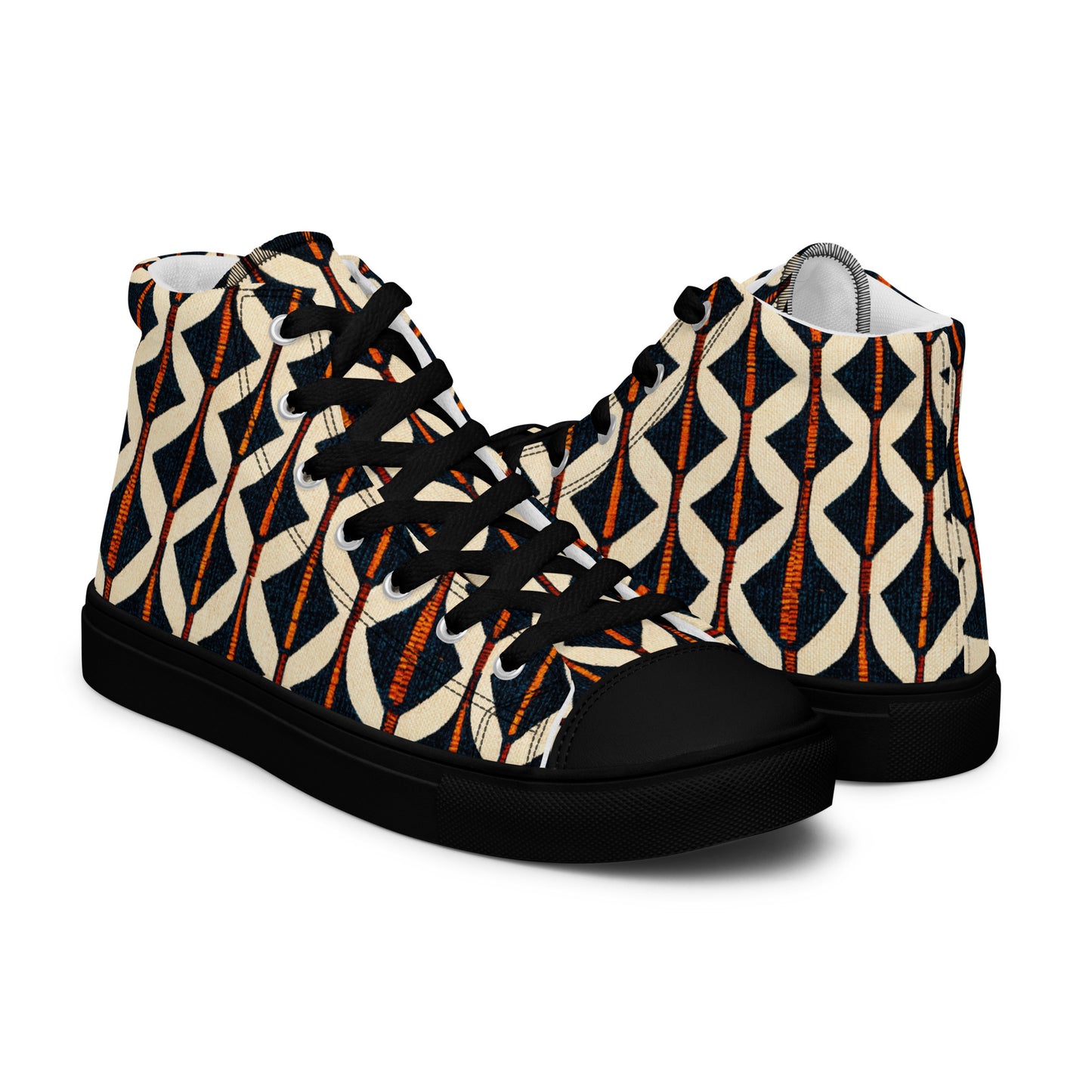 Tribal Tones in Harmony Men’s high top canvas shoes