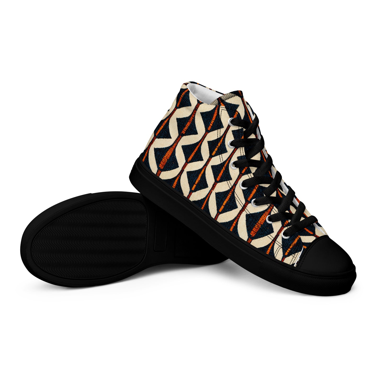 Tribal Tones in Harmony Men’s high top canvas shoes