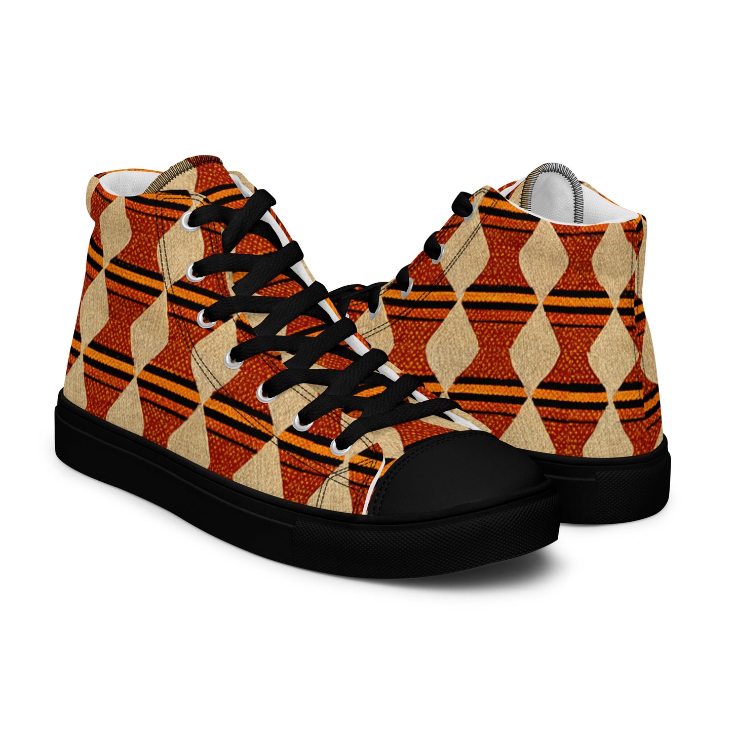 Tribal Tranquility in Neutrals Men’s high top canvas shoes