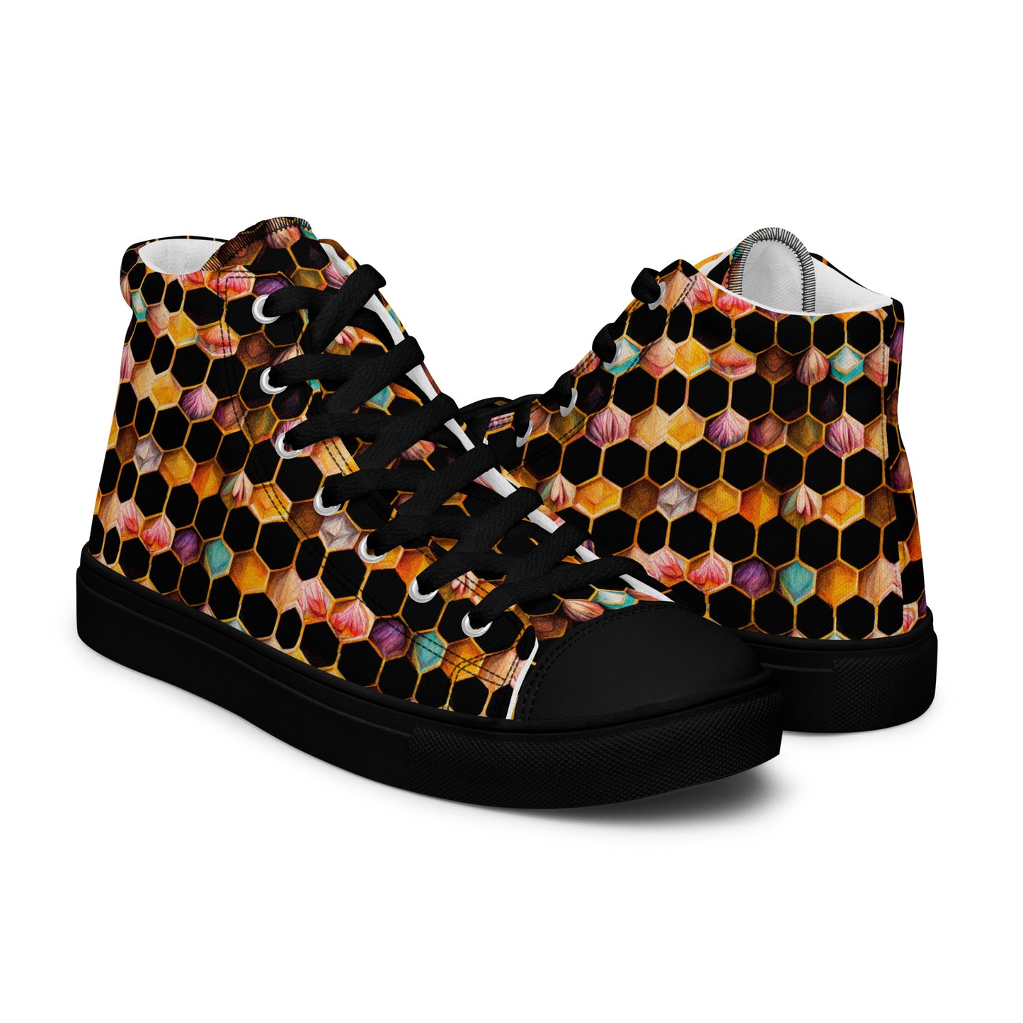 Beehive Lattice Love Men’s high top canvas shoes
