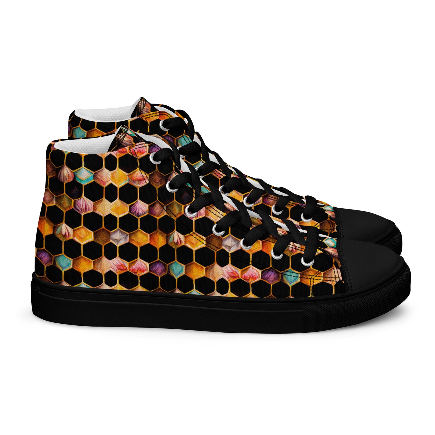 Beehive Lattice Love Men’s high top canvas shoes