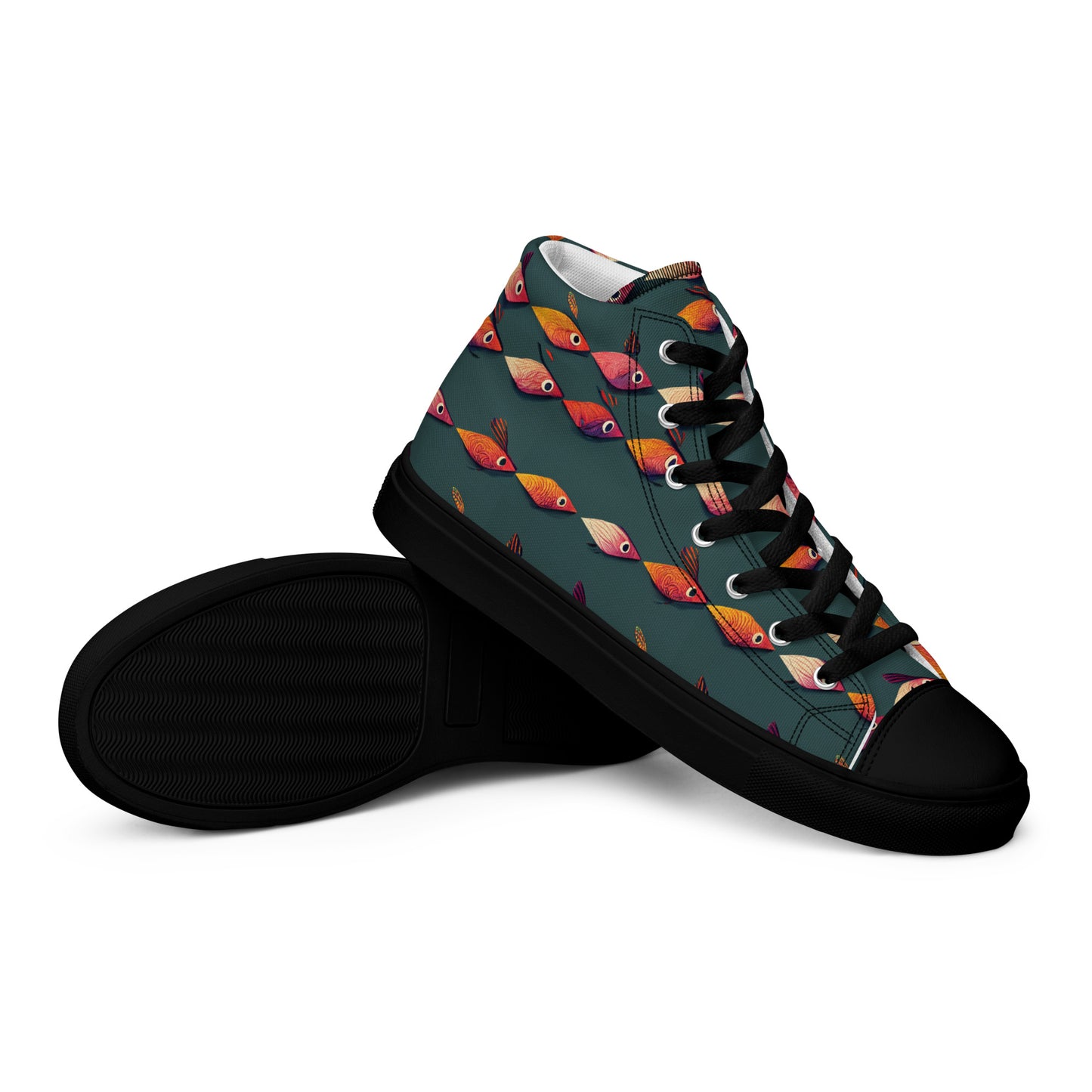 Brilliant Fish Brigade Men’s high top canvas shoes