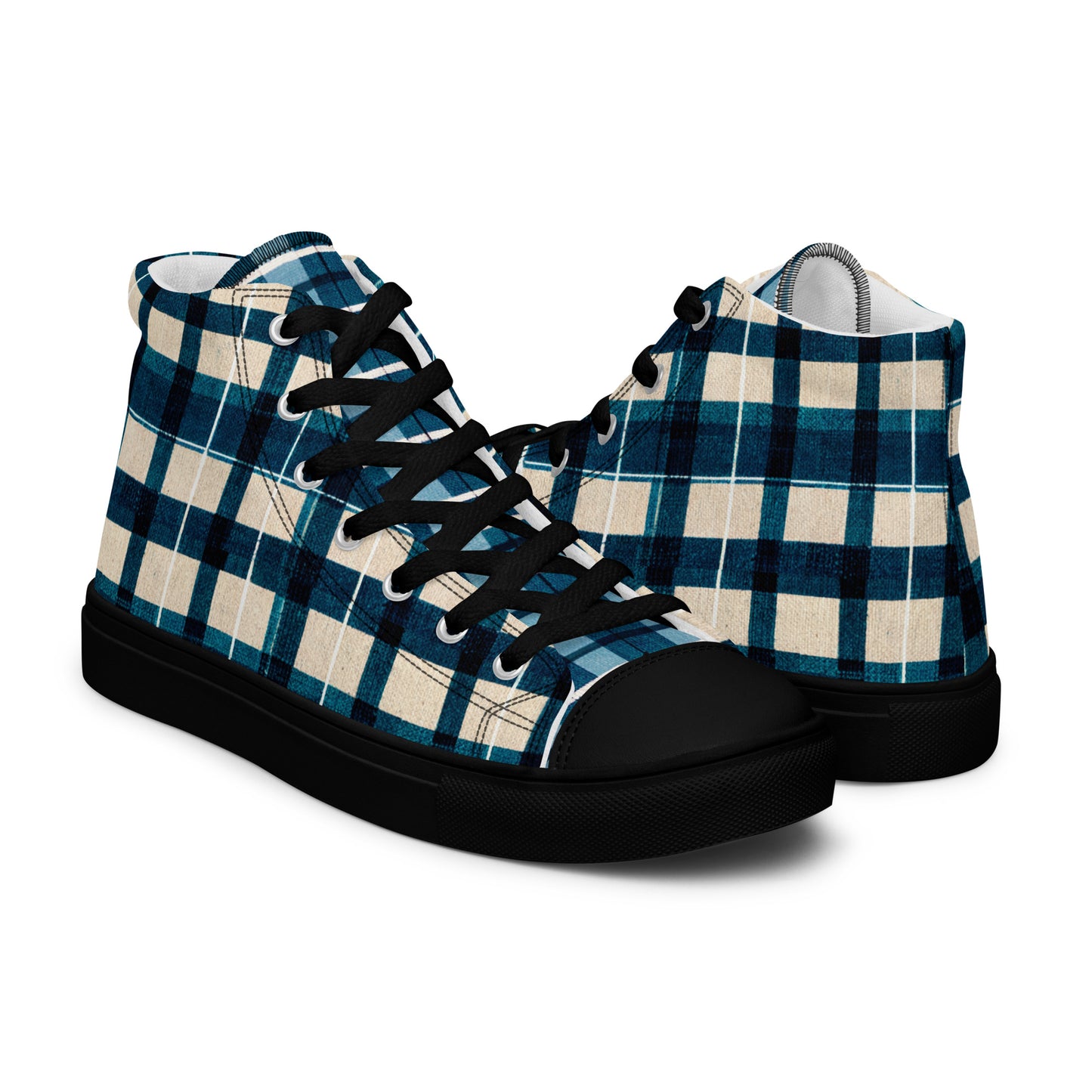 Frosty Glen Plaid Men’s high top canvas shoes