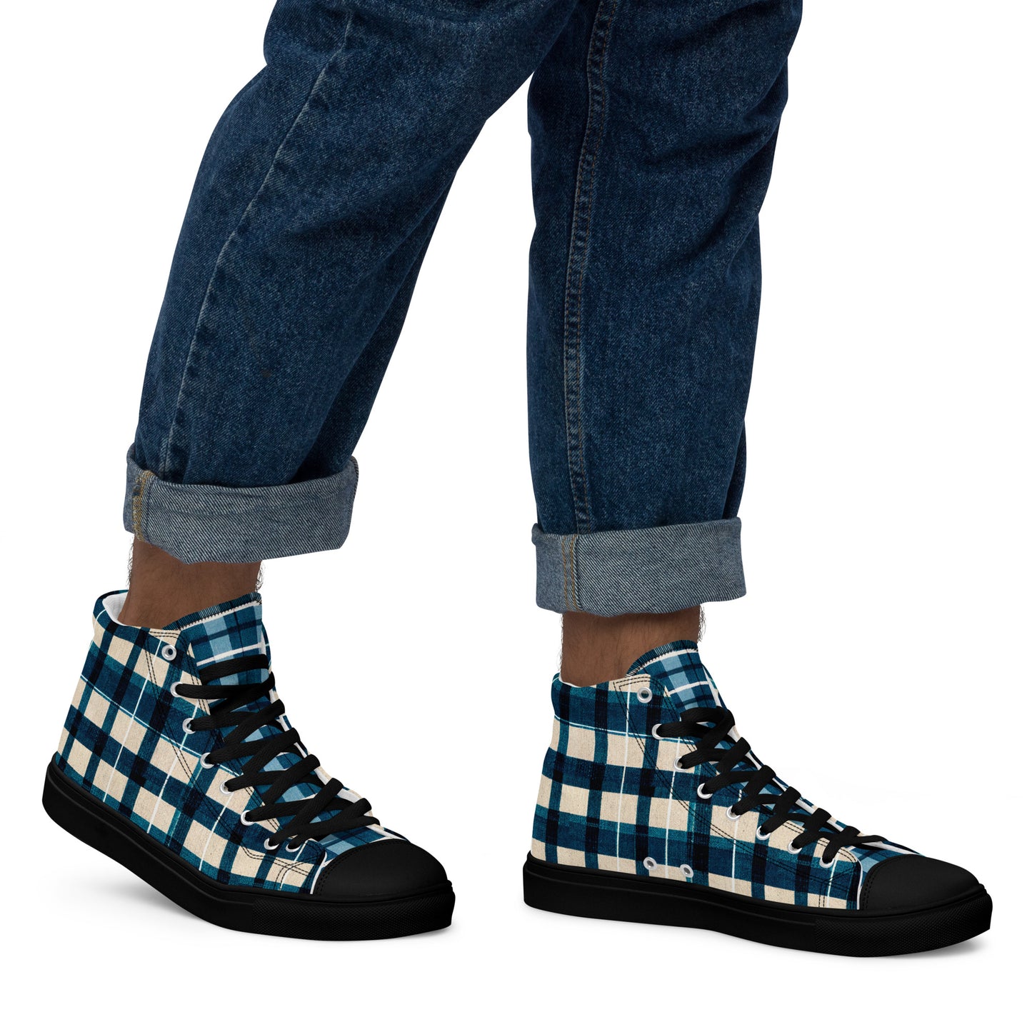 Frosty Glen Plaid Men’s high top canvas shoes