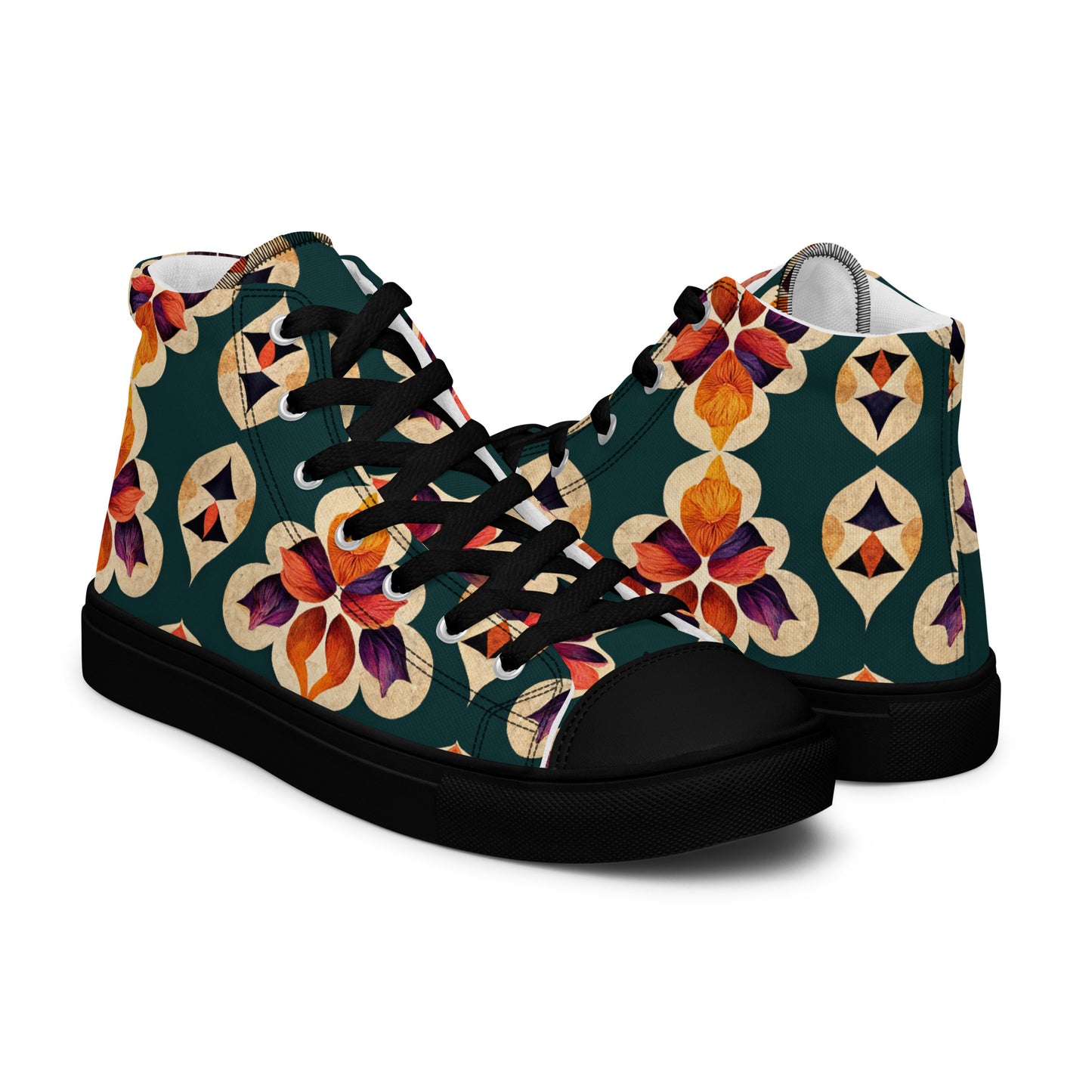 Ifrane’s Rainbow Blossoms Men’s high top canvas shoes