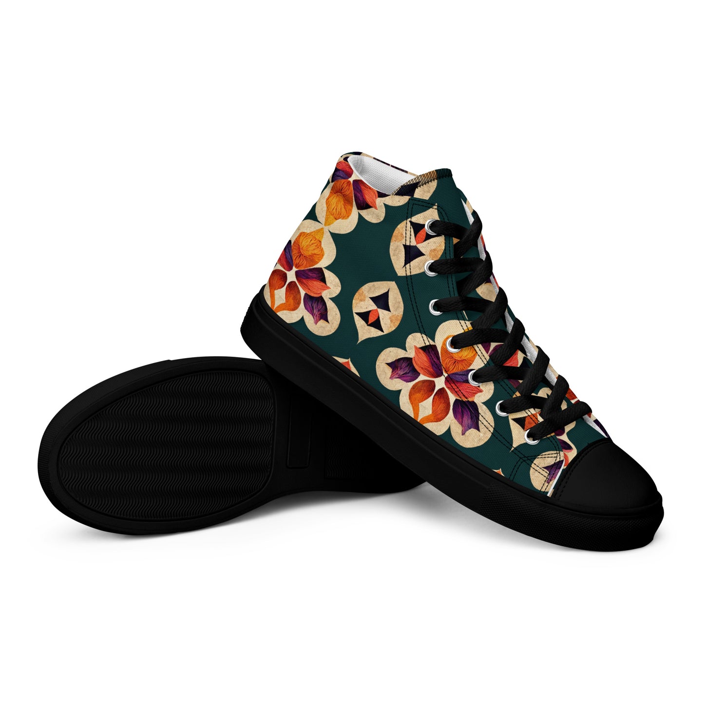 Ifrane’s Rainbow Blossoms Men’s high top canvas shoes