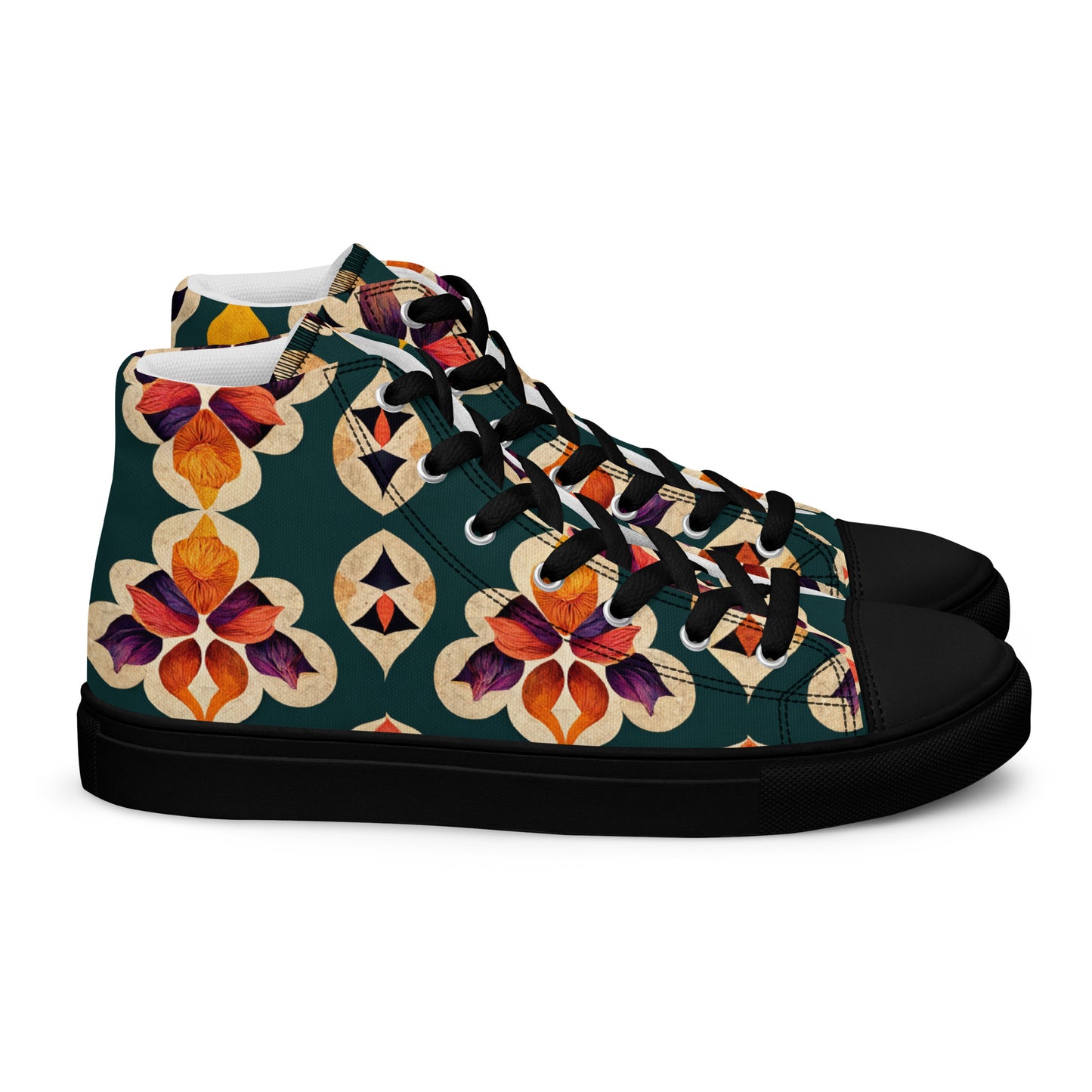 Ifrane’s Rainbow Blossoms Men’s high top canvas shoes