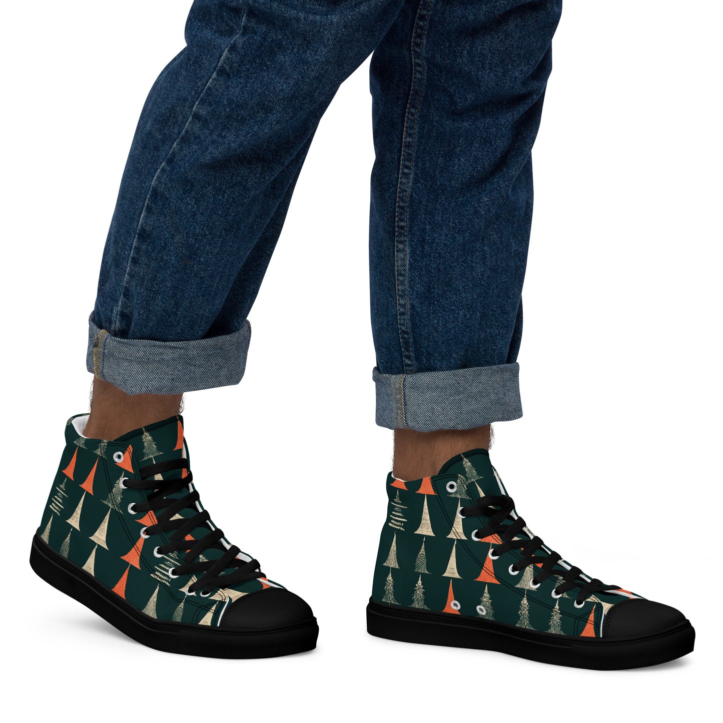 Holiday Tree Symphony Men’s high top canvas shoes