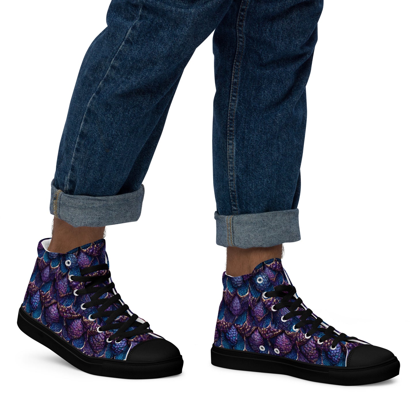 Luminosa, the Radiant Amethyst Drakon Men’s high top canvas shoes