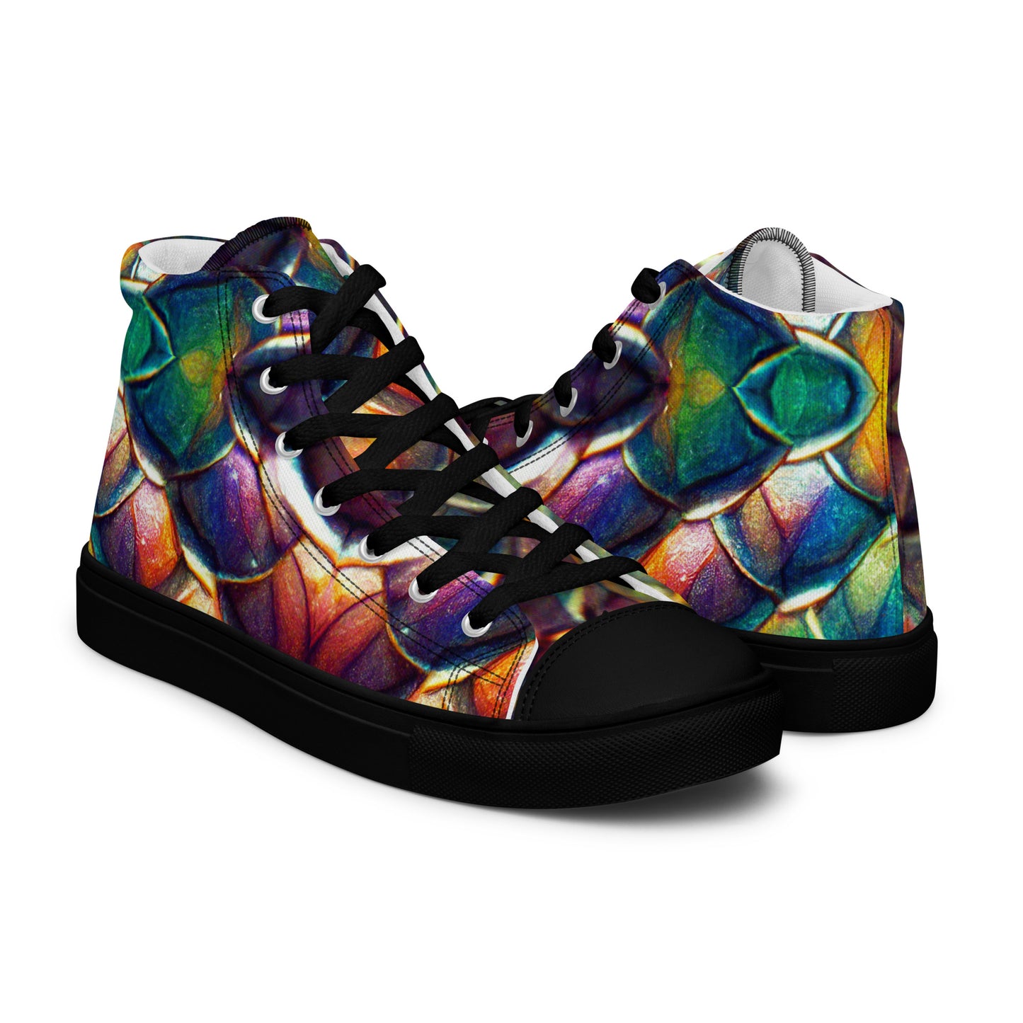 Margonithia, the Glittering Rainbow Sovereign Men’s high top canvas shoes