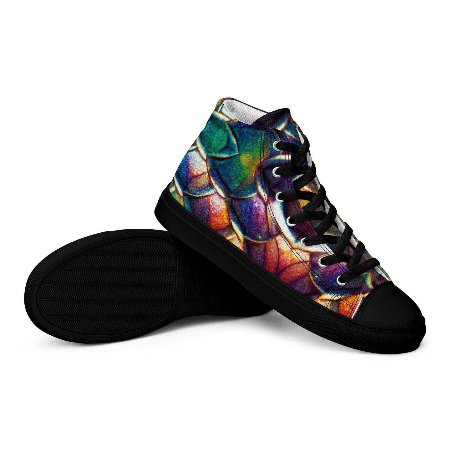 Margonithia, the Glittering Rainbow Sovereign Men’s high top canvas shoes